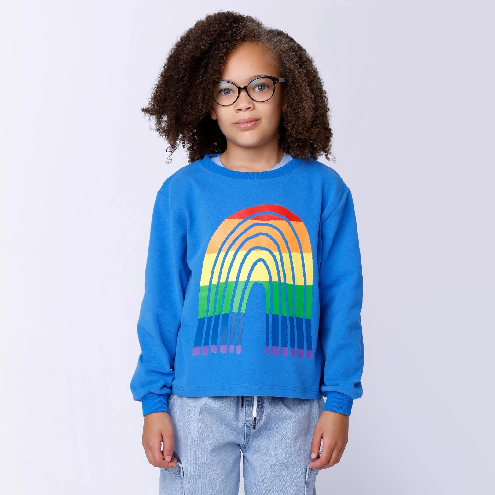 Stripey Rainbow Crew - Bright Blue - Image 2