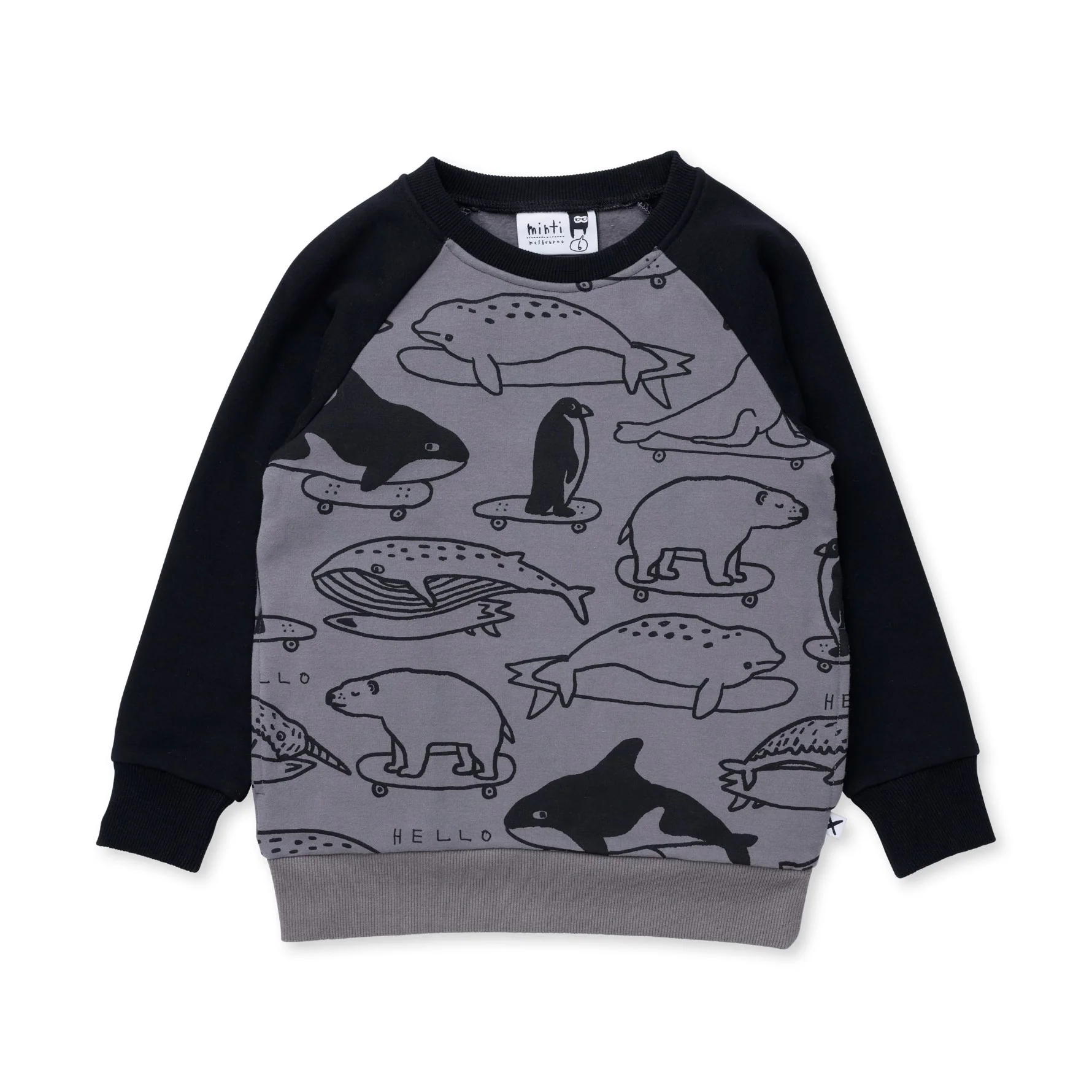 Surf Skate Animals Furry Crew - Dark Grey/Black
