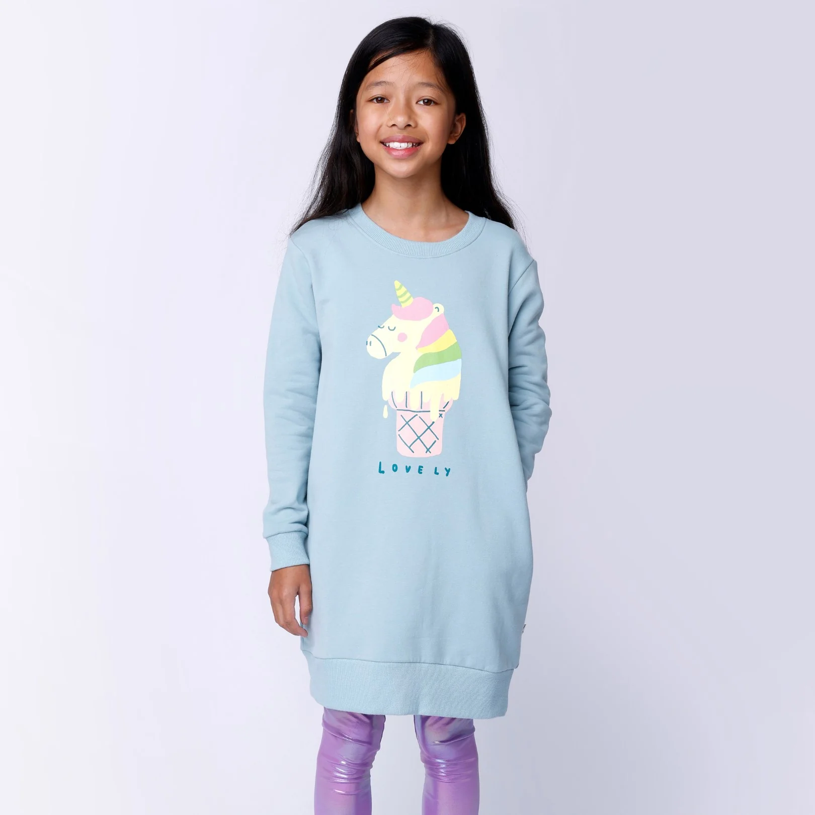 Unicorn Icecream Furry Dress - Muted Green - Image 3