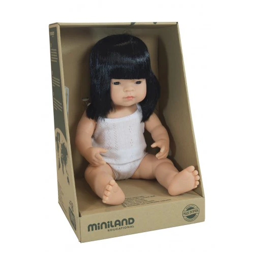 Miniland Anatomically Correct Baby Doll Asian Girl, 38 cm