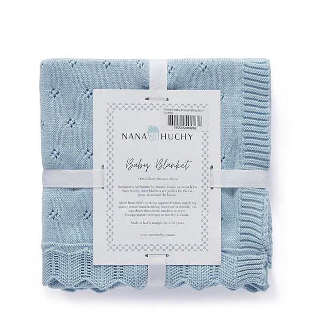 Pointelle Baby Blanket - Baby Blue