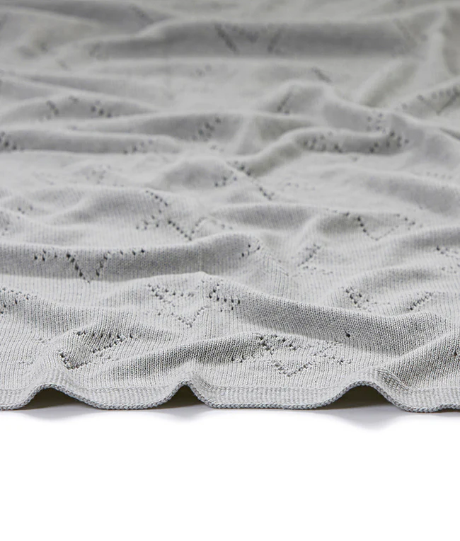 Pointelle Baby Blanket - Sky Grey - Image 2