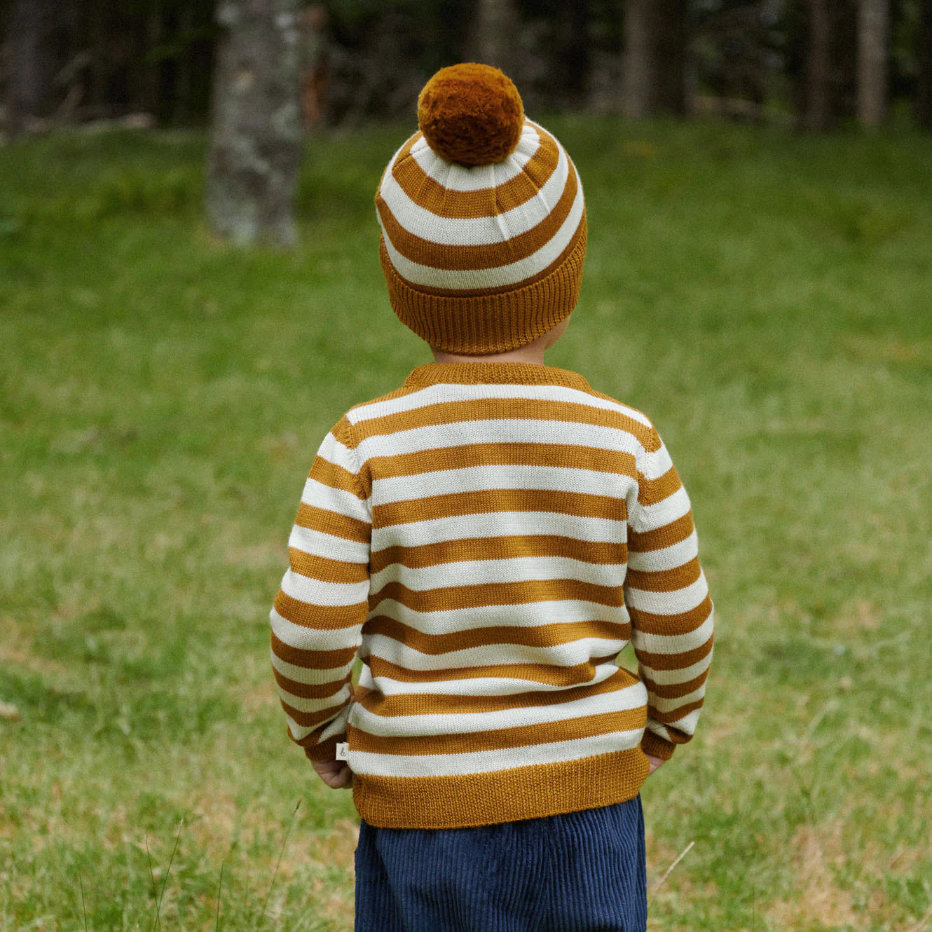 Merino Knit Pullover - Toffee Bold Stripe - Image 2