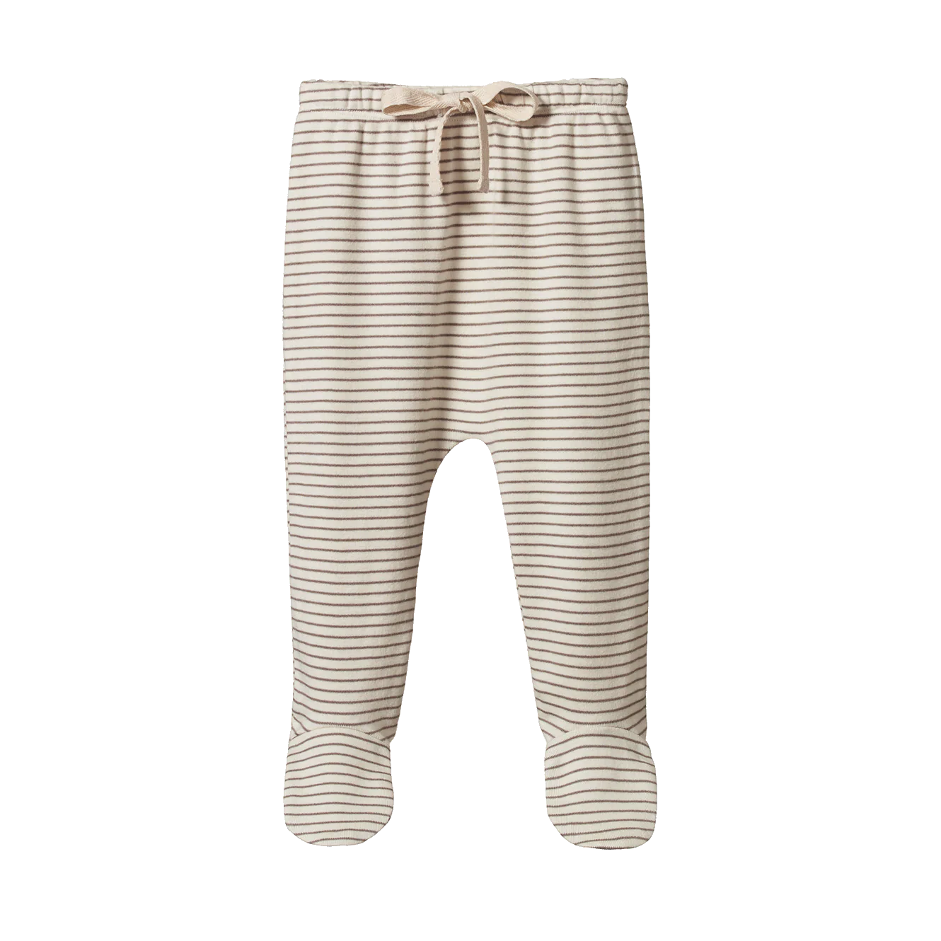Footed Rompers - Mushroom Pinstripe