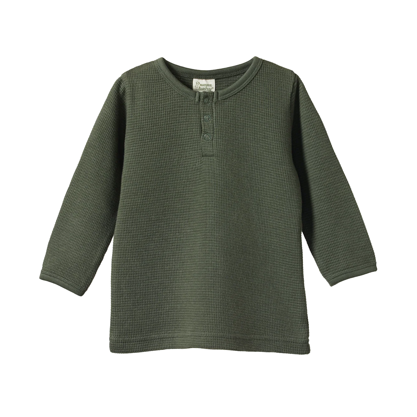 Henley Waffle Tee - Thyme