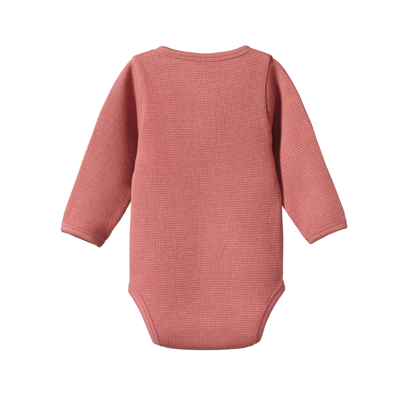 Nature Baby Long Sleeve Henley Waffle Bodysuit - Rose Clay - Image 2