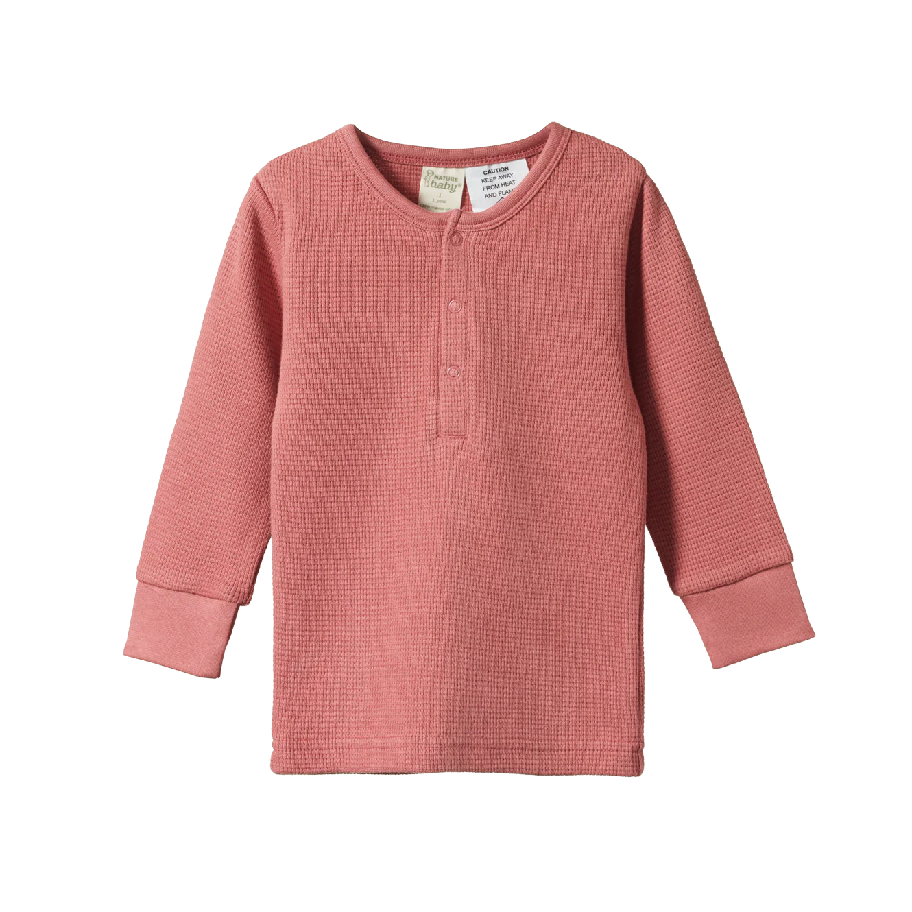 Nature Baby Long Sleeve Waffle Pyjamas 2pc - Rose Clay - Image 2