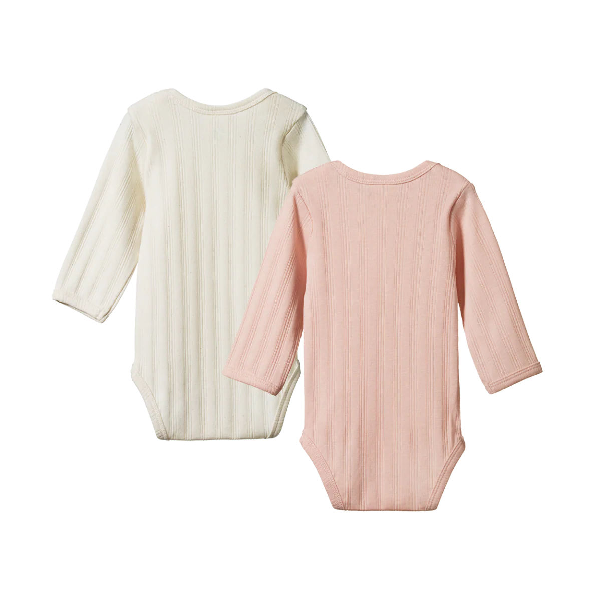 Long Sleeve Bodysuit Derby 2 Pack - Natural/Rose Bud - Image 3
