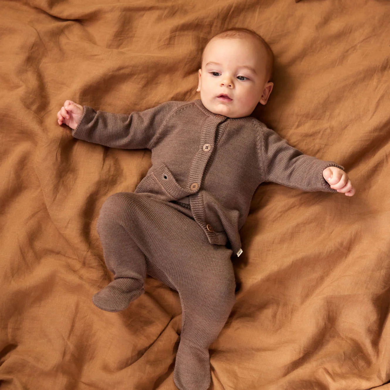 Merino Knit Footed Romper - Cub Marl - Image 2