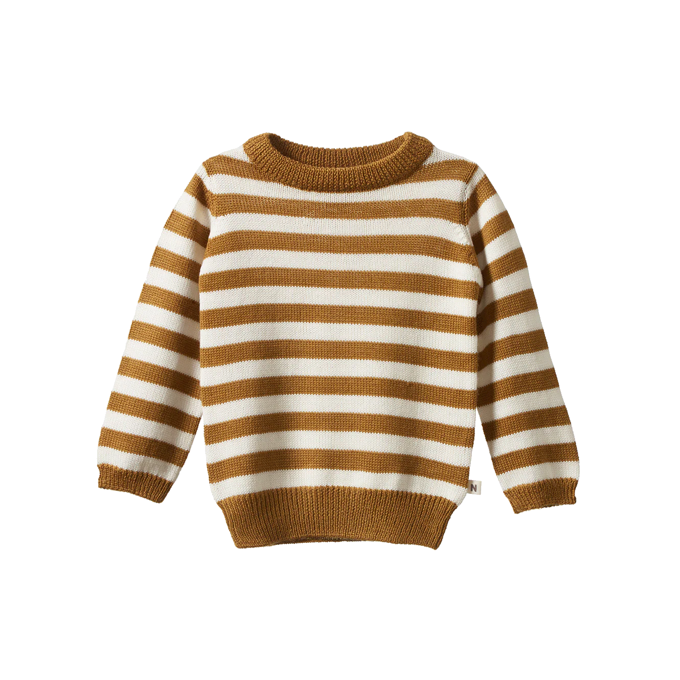 Merino Knit Pullover - Toffee Bold Stripe