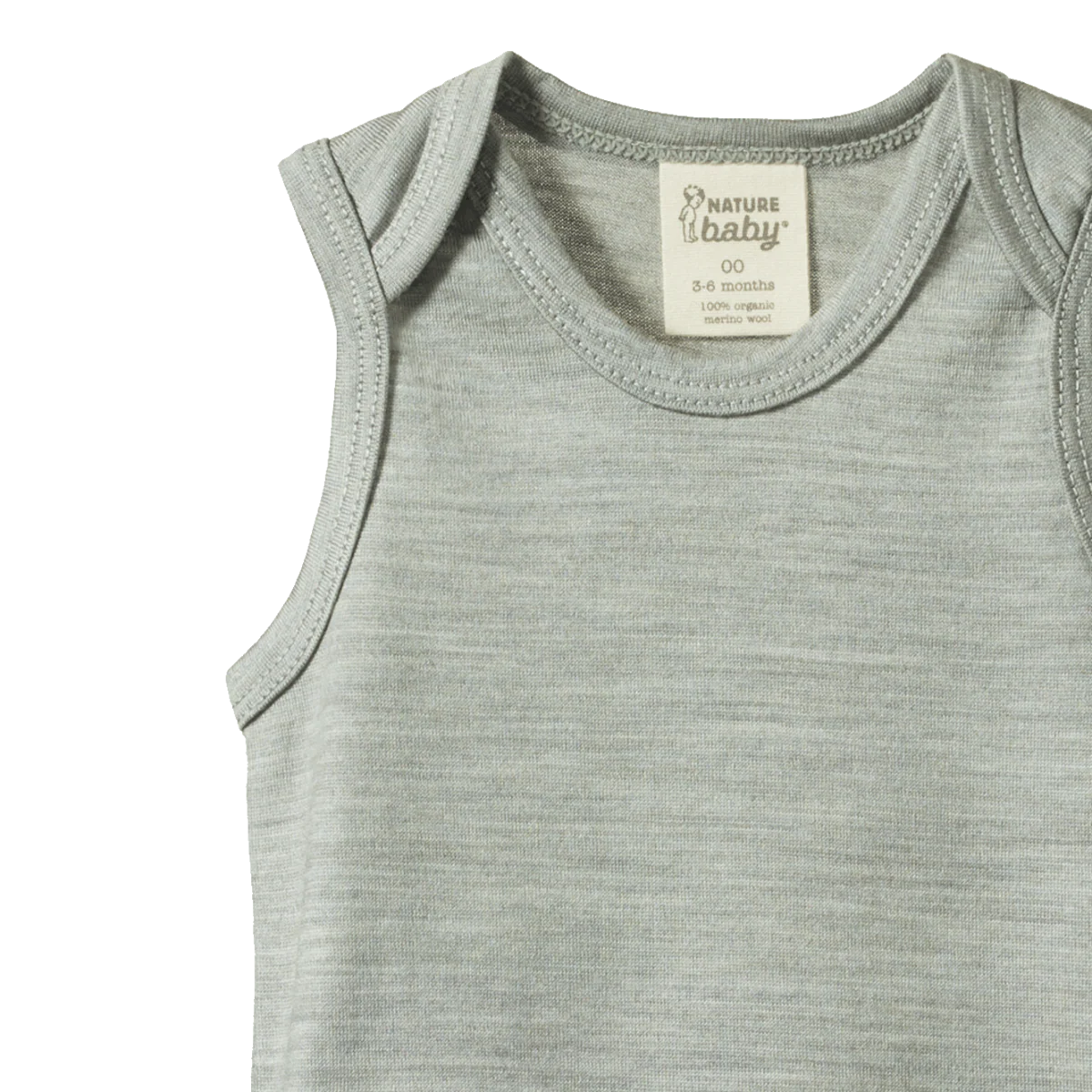 Merino Wool Singlet Bodysuit - Grey Marl - Image 3