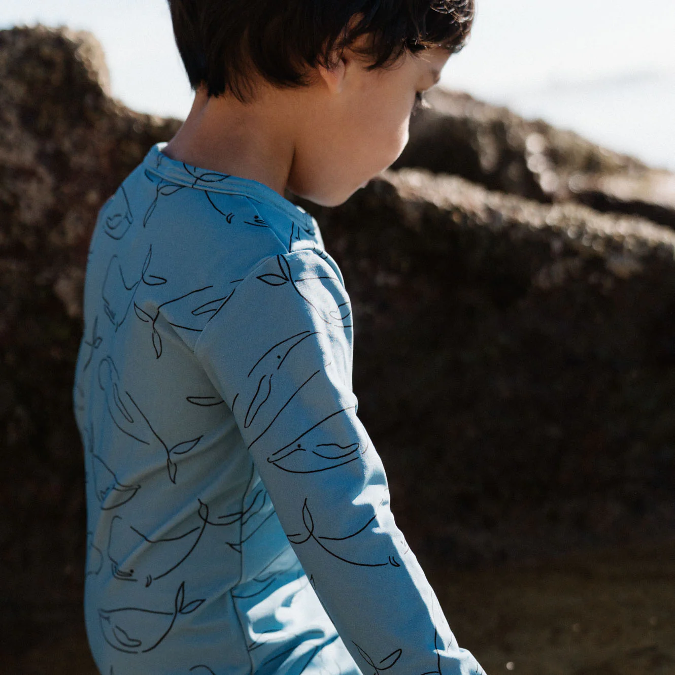 One Piece Bathing Trunks - Blue Whale Print - Image 2