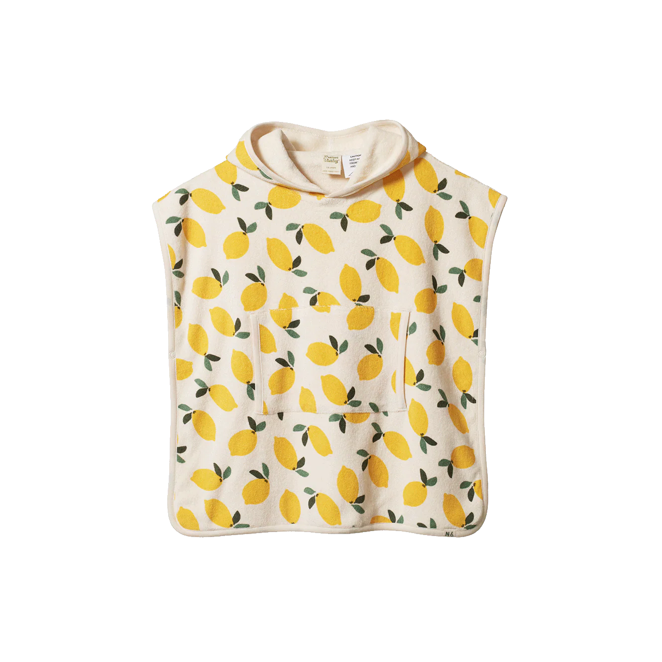 Org Cotton Poncho Towel - Lemon Print Terry