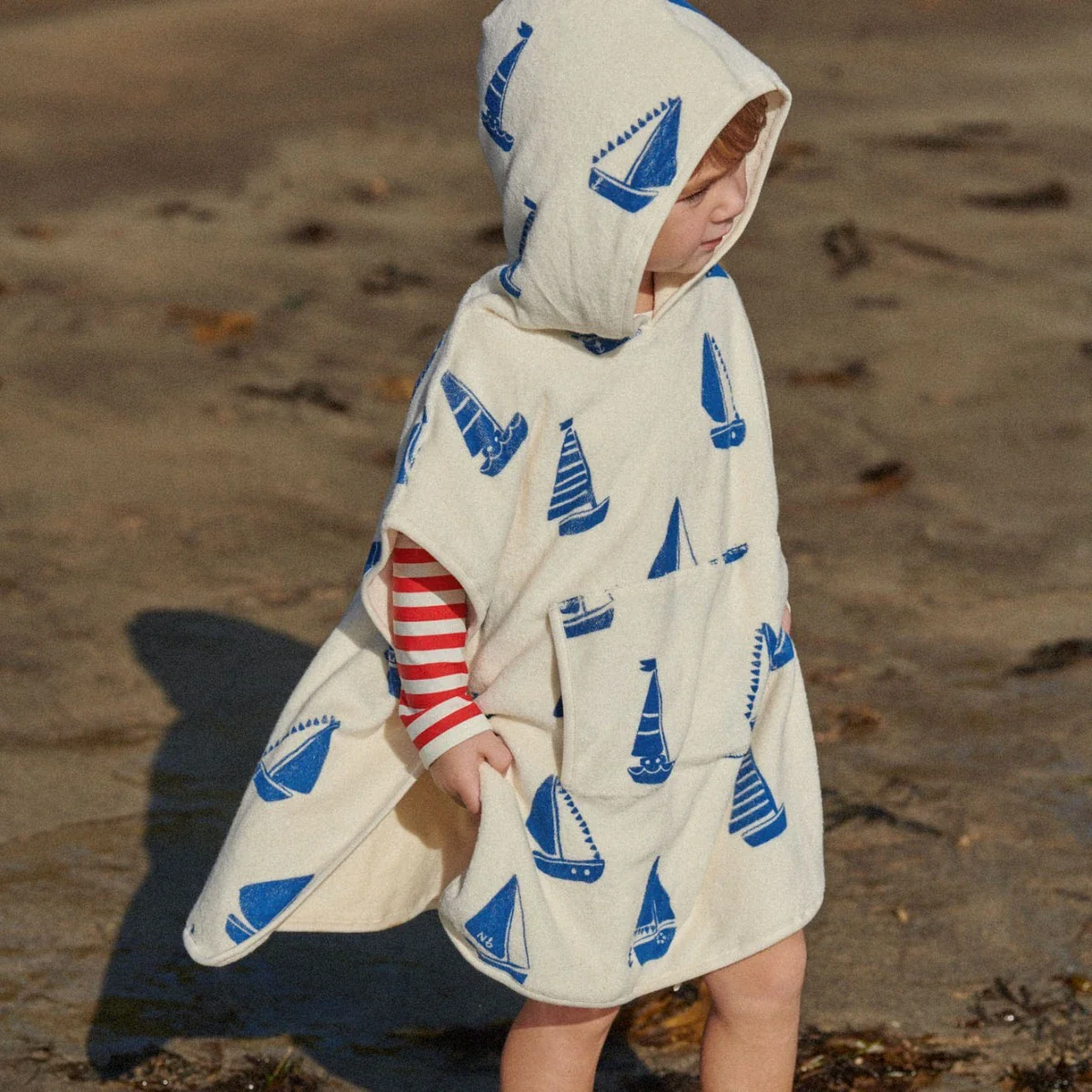 Org Cotton Poncho Towel - Regatta Print Terry - Image 3