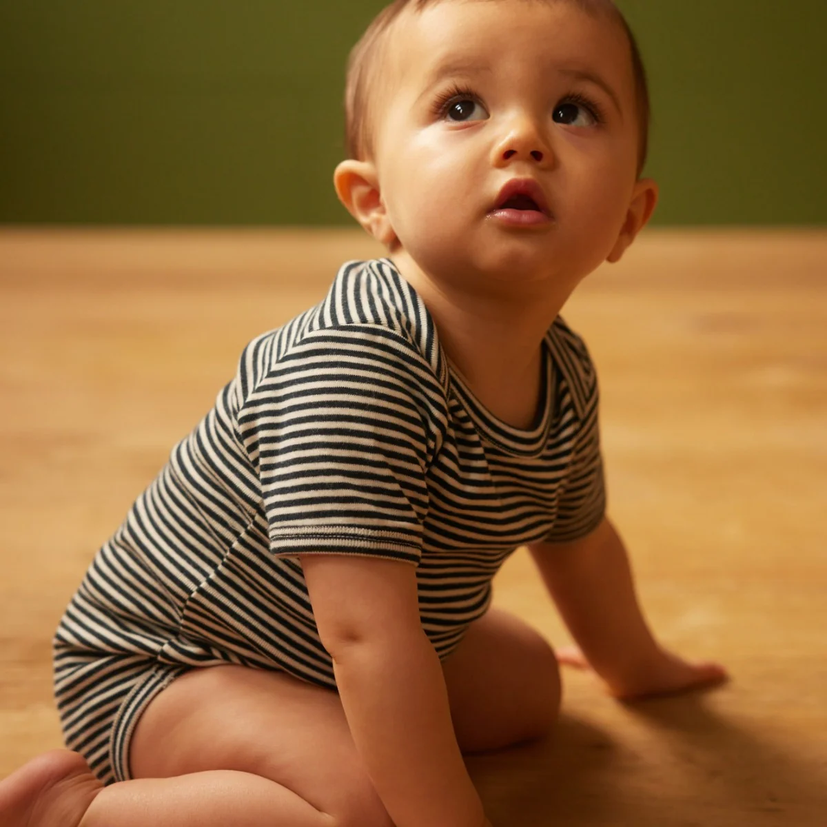 Short Sleeve Bodysuit - Navy Stripe - Image 2