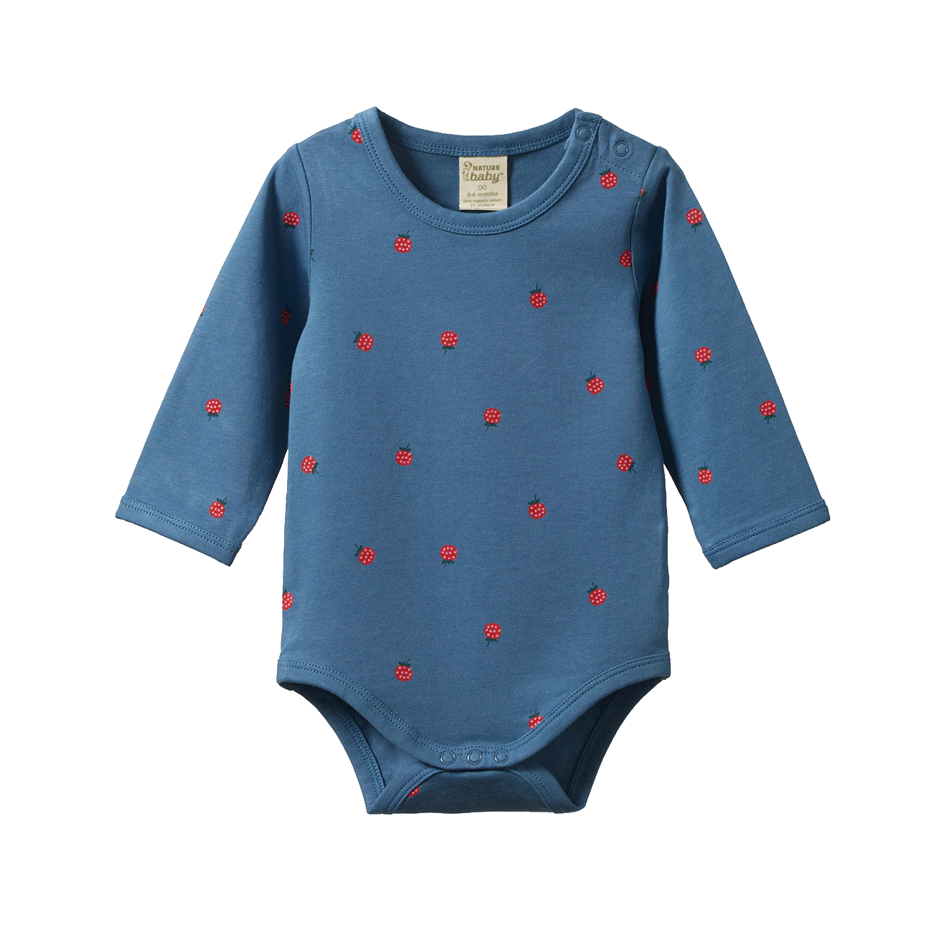 Stretch Jersey Long Sleeve Bodysuit - Raspberry Blue Print