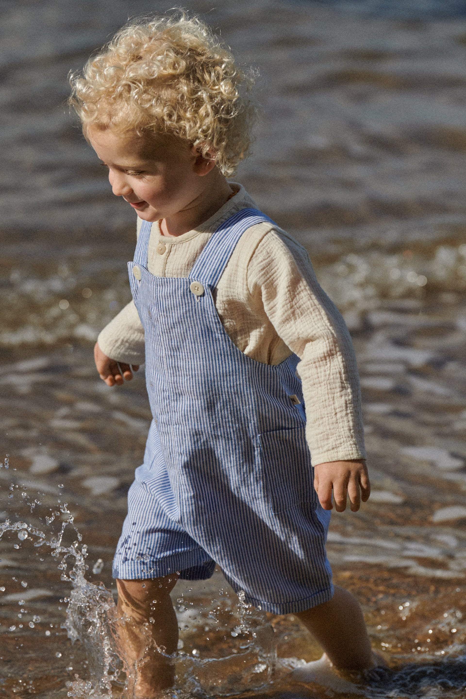 Tucker Shortie Overalls - Blue Stripe - Image 2