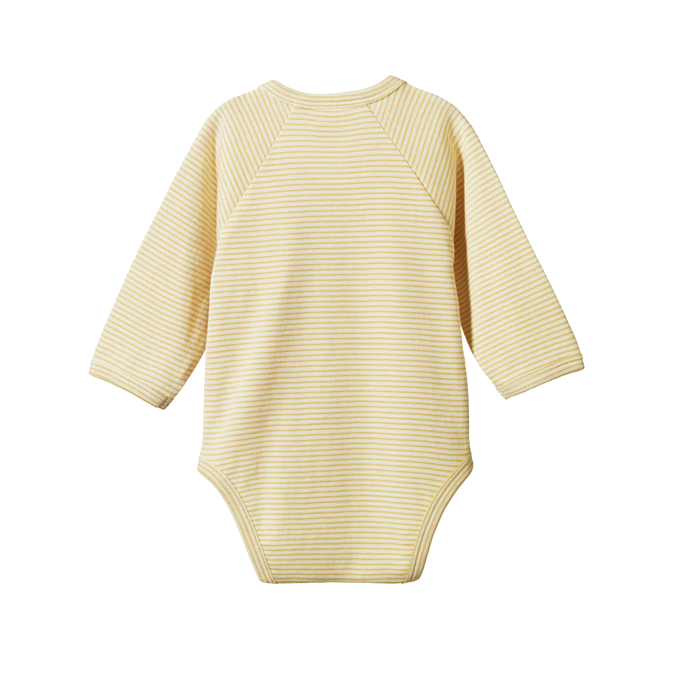 Nature Baby Long Sleeve Kimono Bodysuit - Sand Pinstripe - Image 2