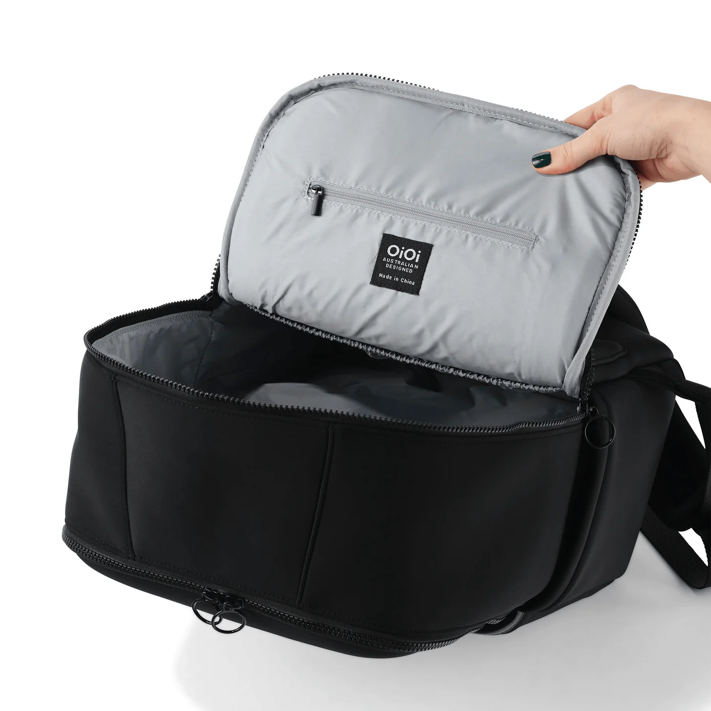 Nappy Backpack Multitasker - Black Neoprene - Image 6