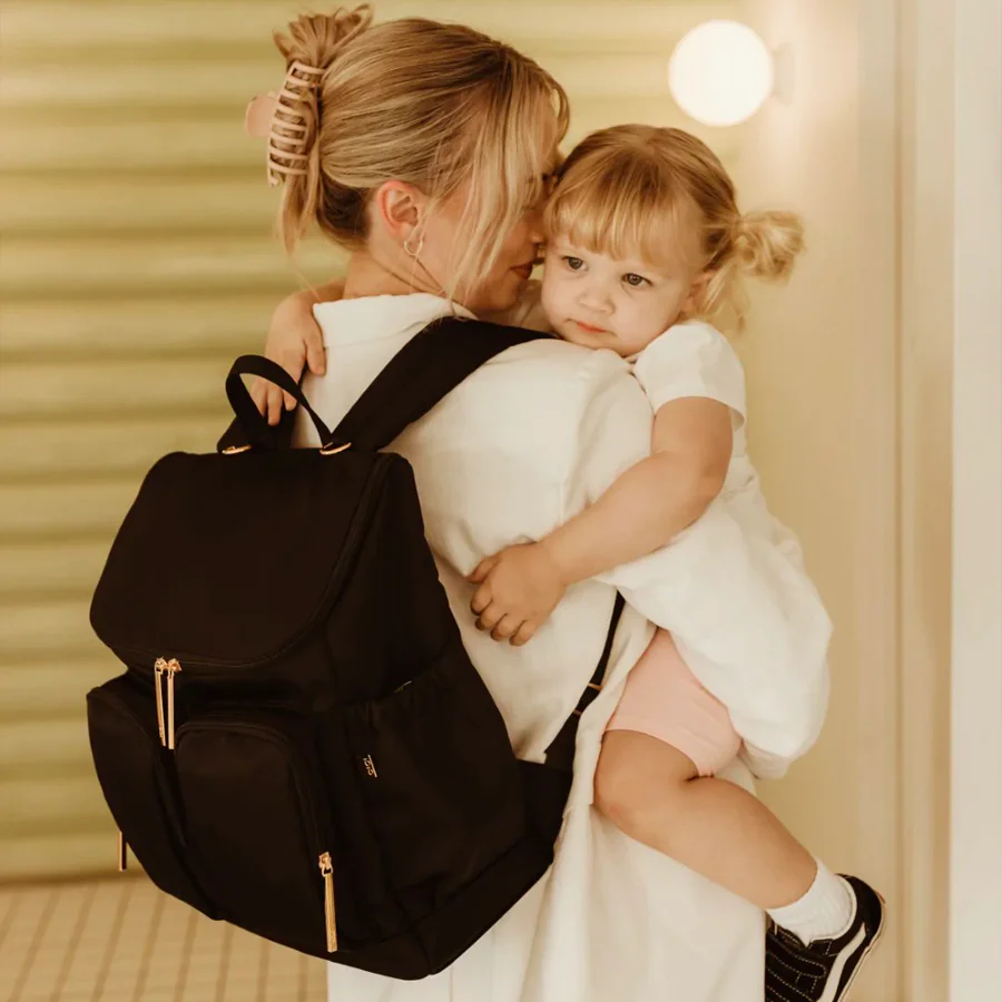 Nappy Backpack - Nylon Black/Gold - Image 2
