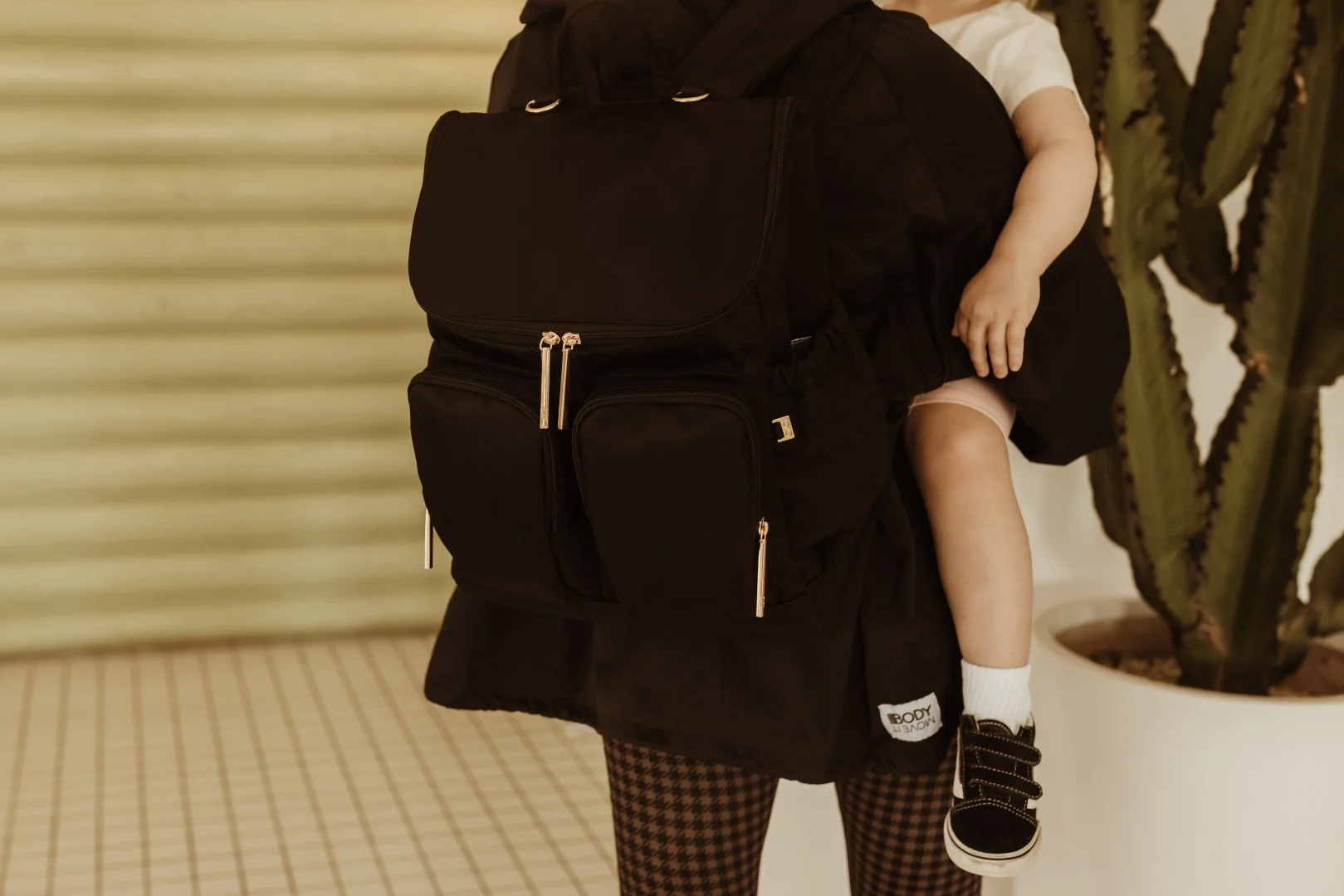 Nappy Backpack - Nylon Black/Gold - Image 6