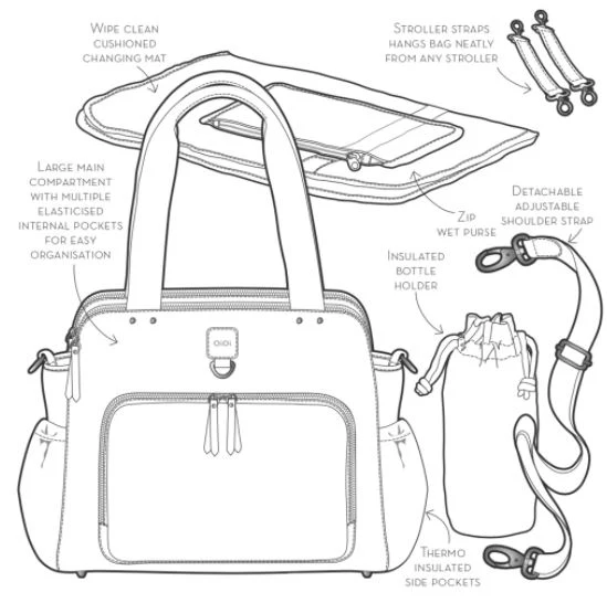Tote Triple Compartment Nappy Bag - Tan - Image 9
