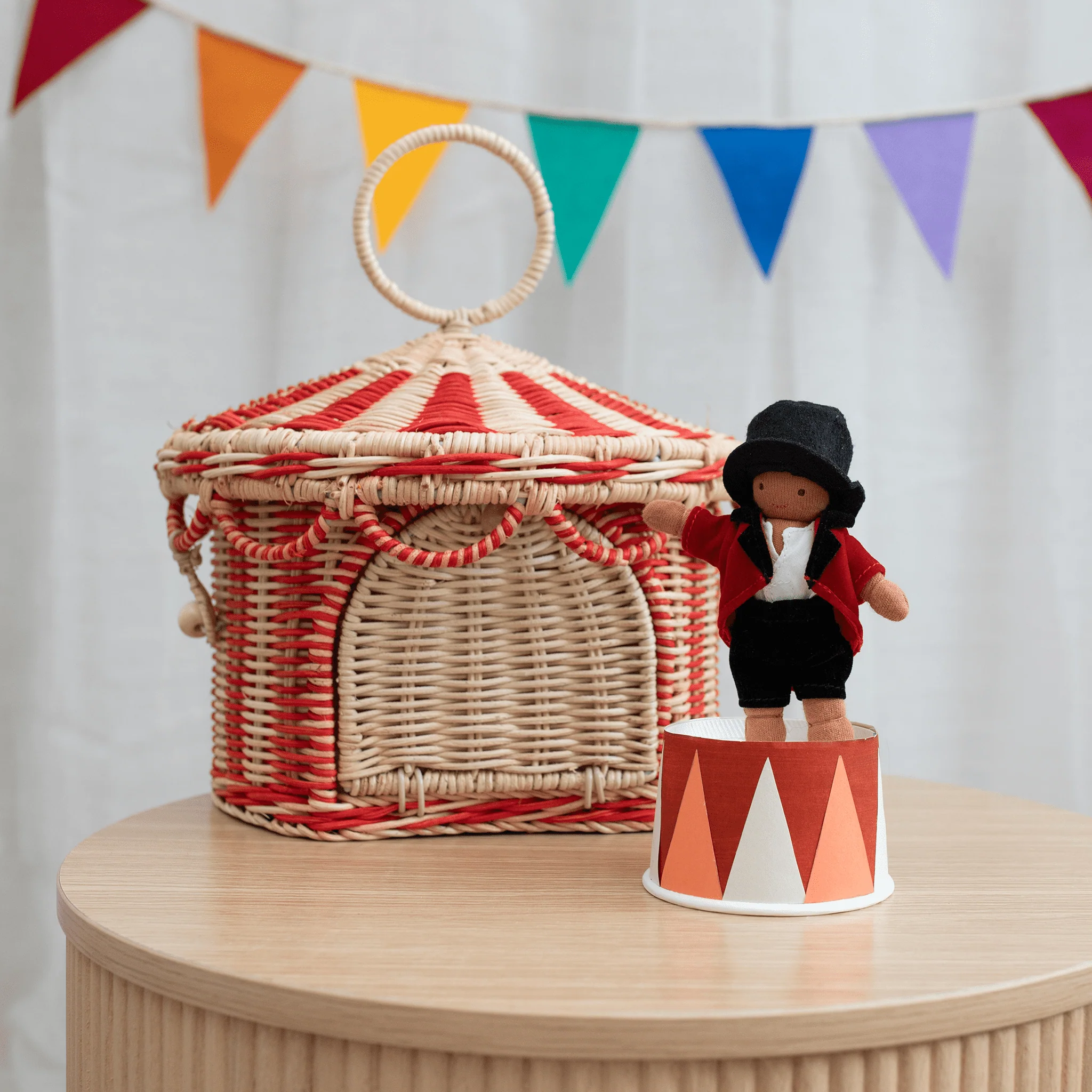 Circus Tent Basket - Red/Straw - Image 4