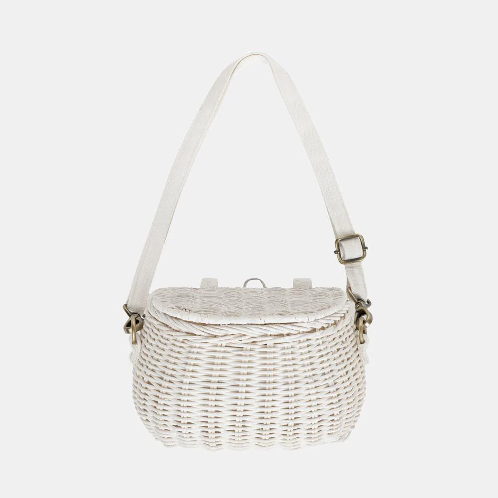 Mini Rattan Chari Bag - White