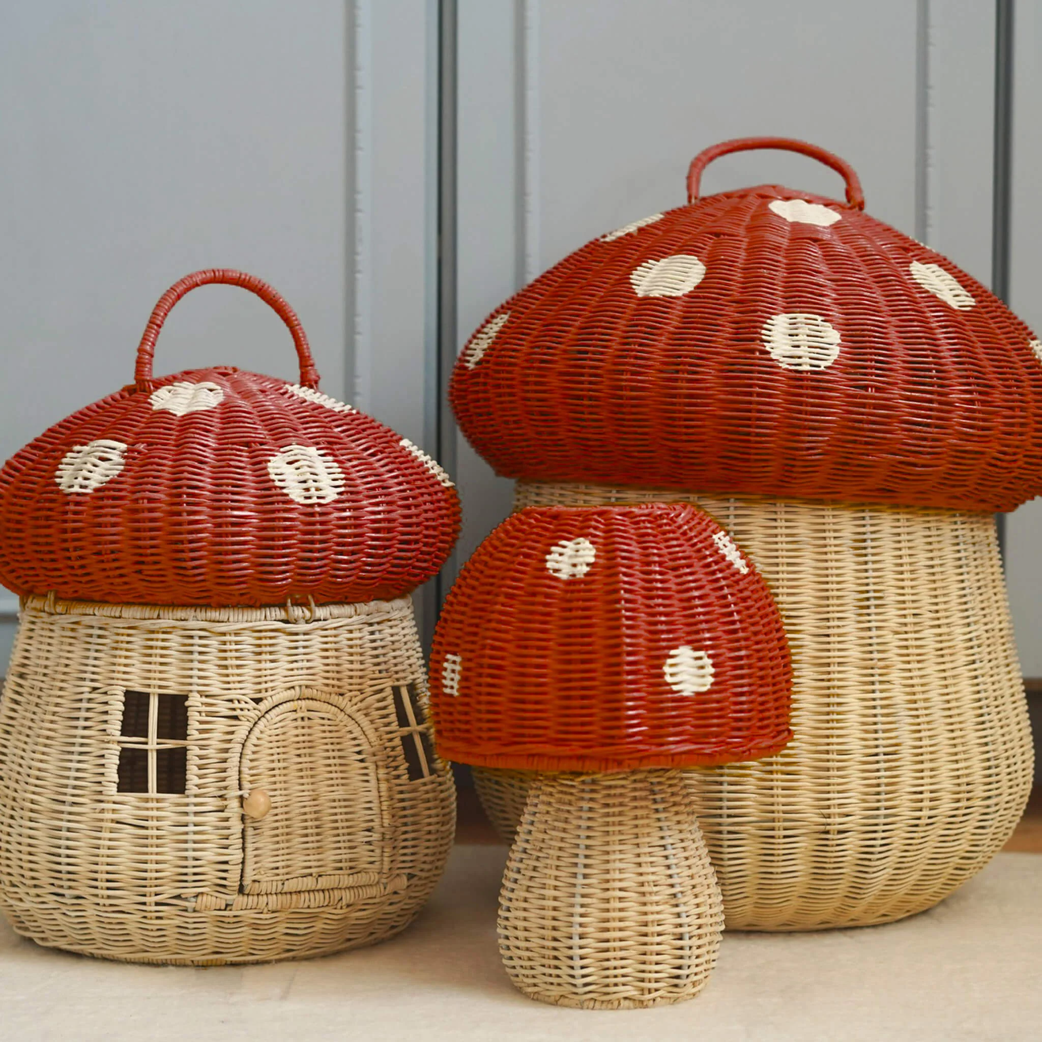 Mushroom Storage Basket - Red - Image 3