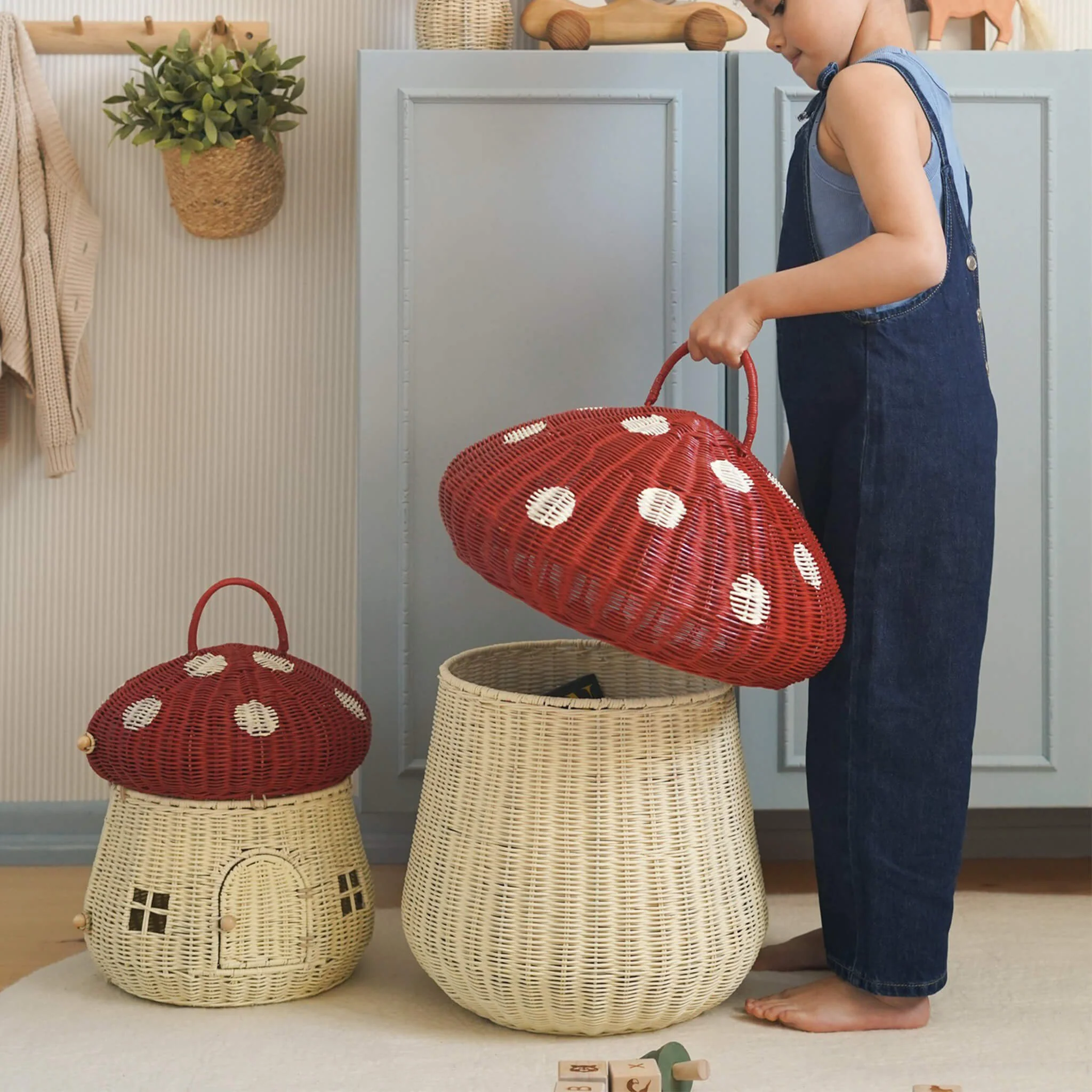 Mushroom Storage Basket - Red - Image 4