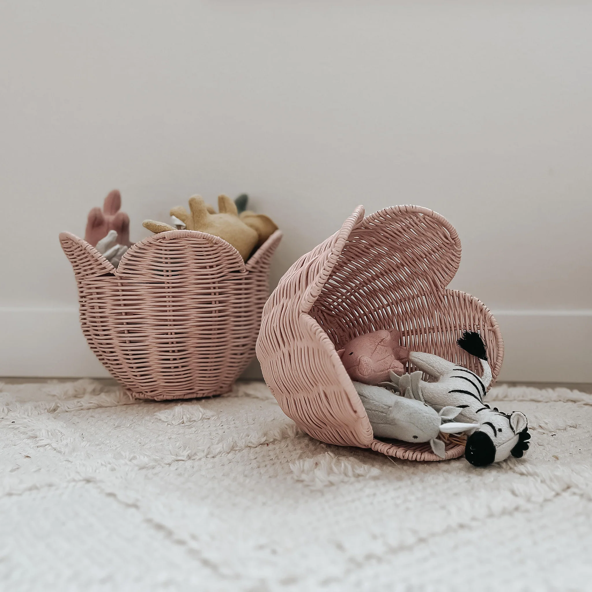 Rattan Lily Basket Set - Rose - Image 8