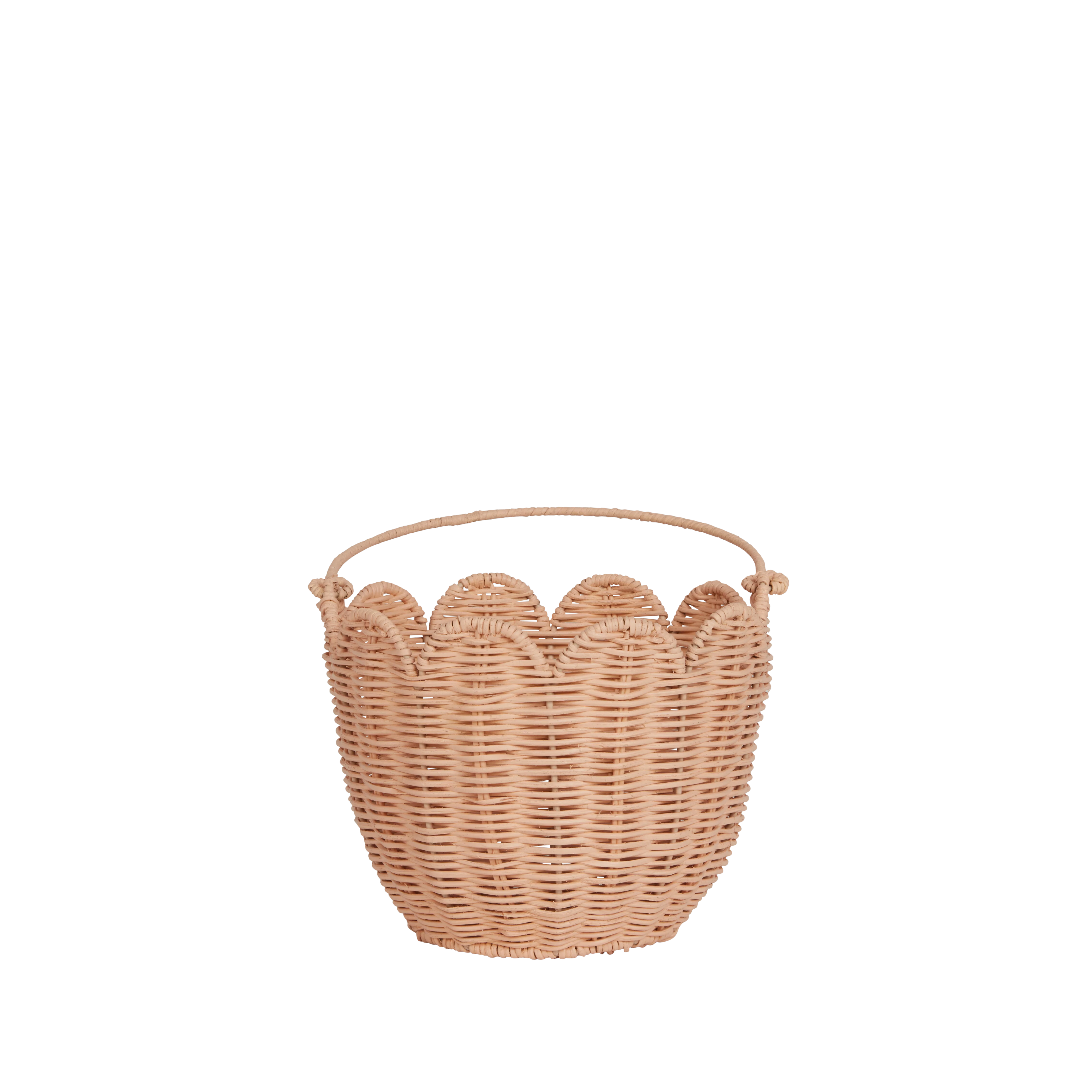 Rattan Tulip Carry Basket - Seashell Pink - Image 5