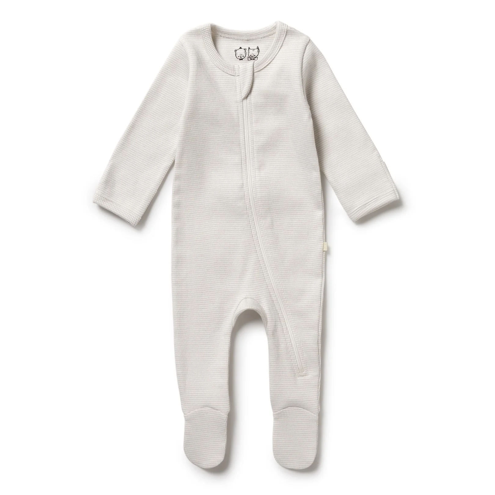 Organic Stripe Rib Zipsuit with Feet Clay