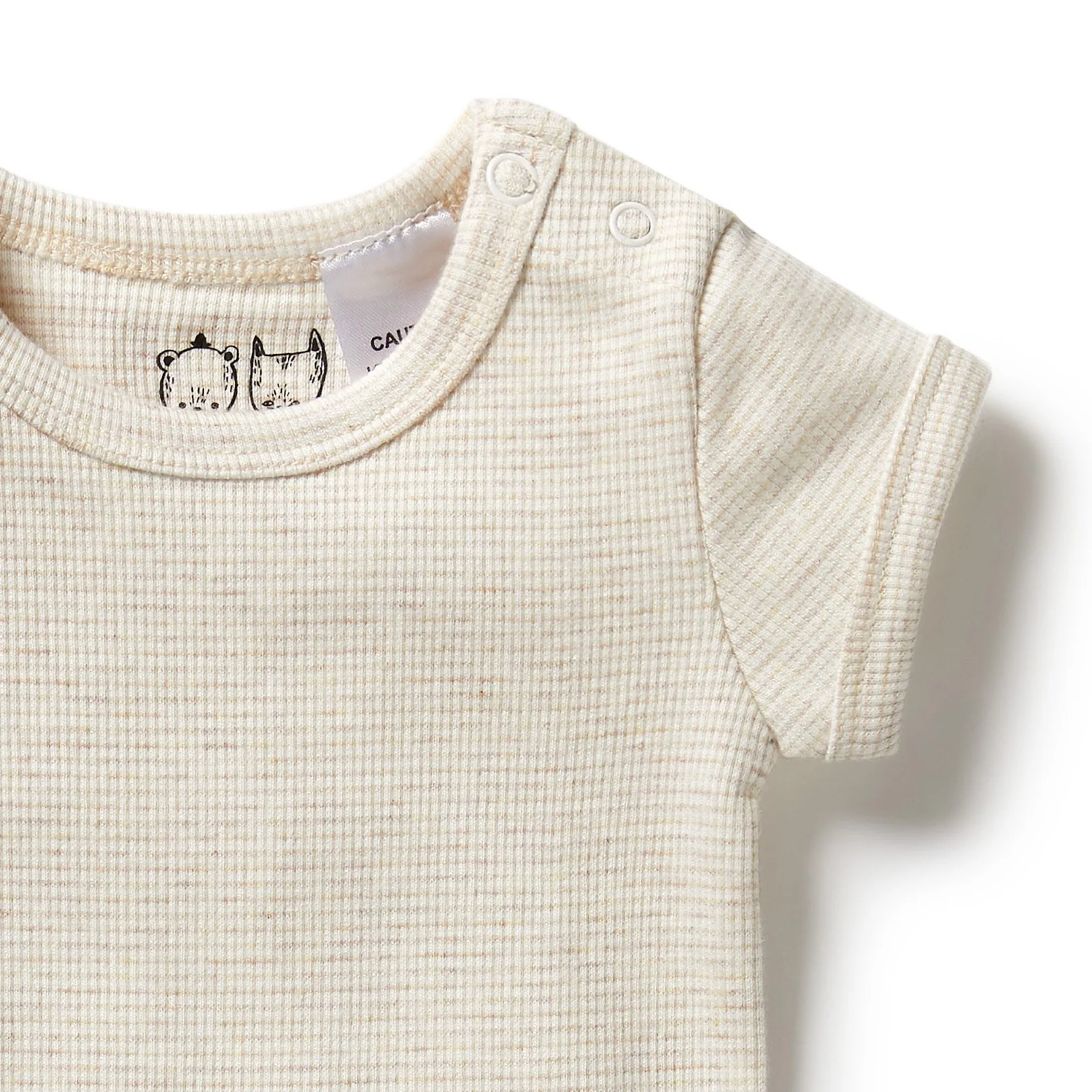 Organic Stripe Rib Bodysuit Oatmeal - Image 2