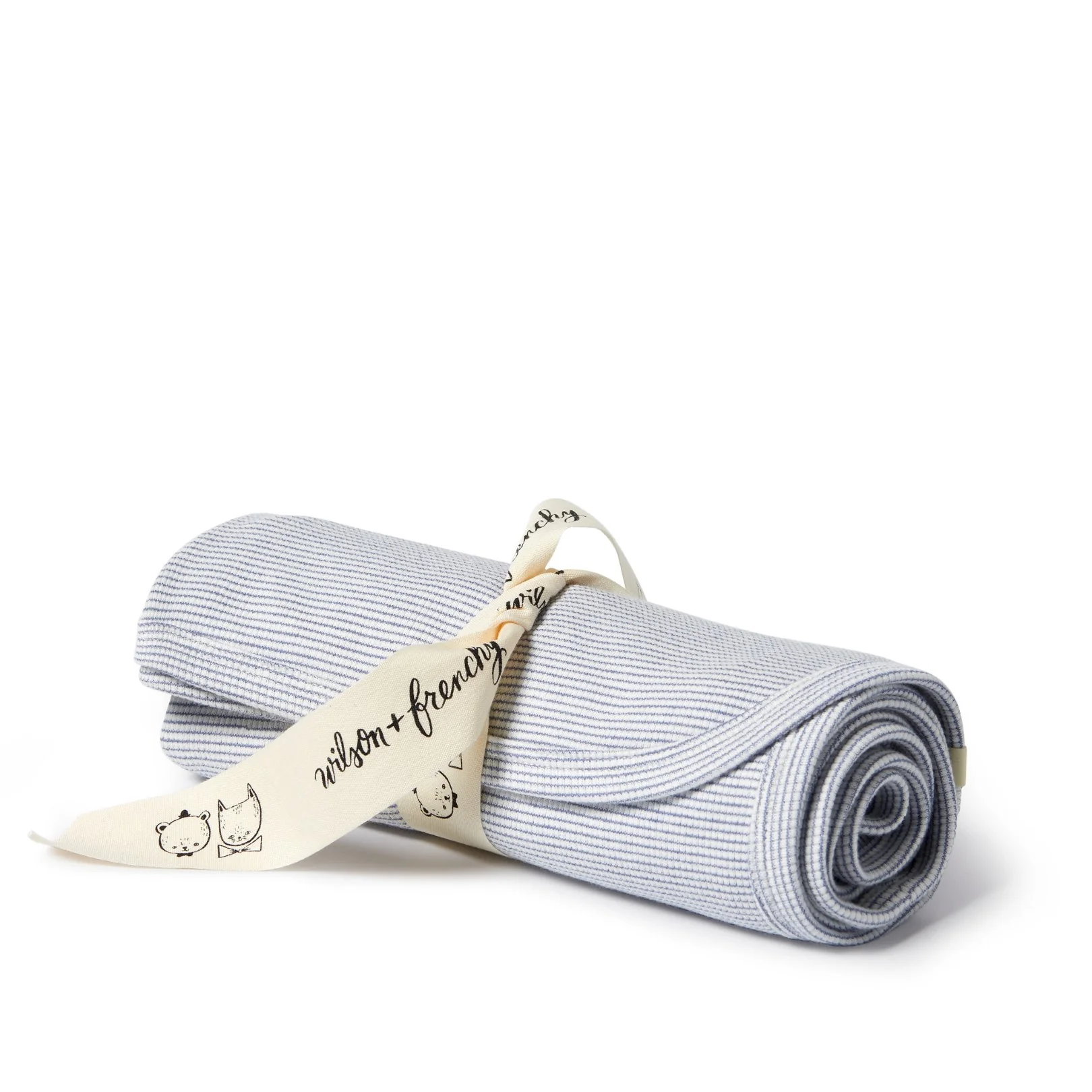 Organic Stripe Rib Bunny Rug Rain Drop