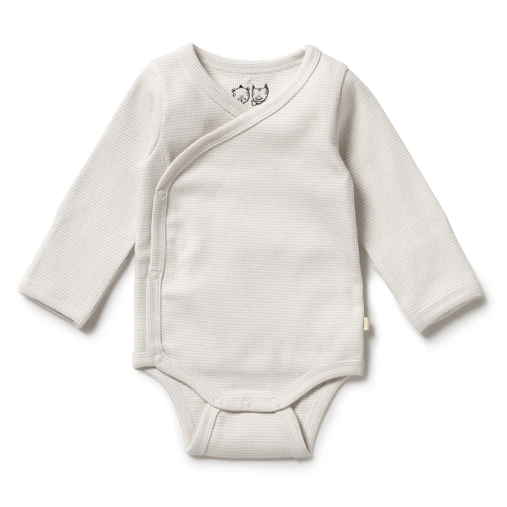 Organic Stripe Rib Kimono Bodysuit Clay