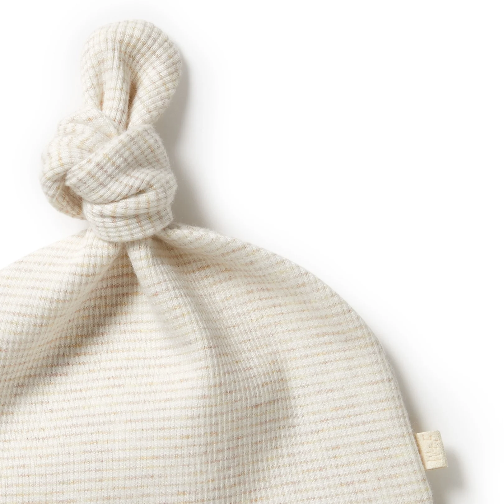 Organic Stripe Rib Knot Hat Oatmeal - Image 2
