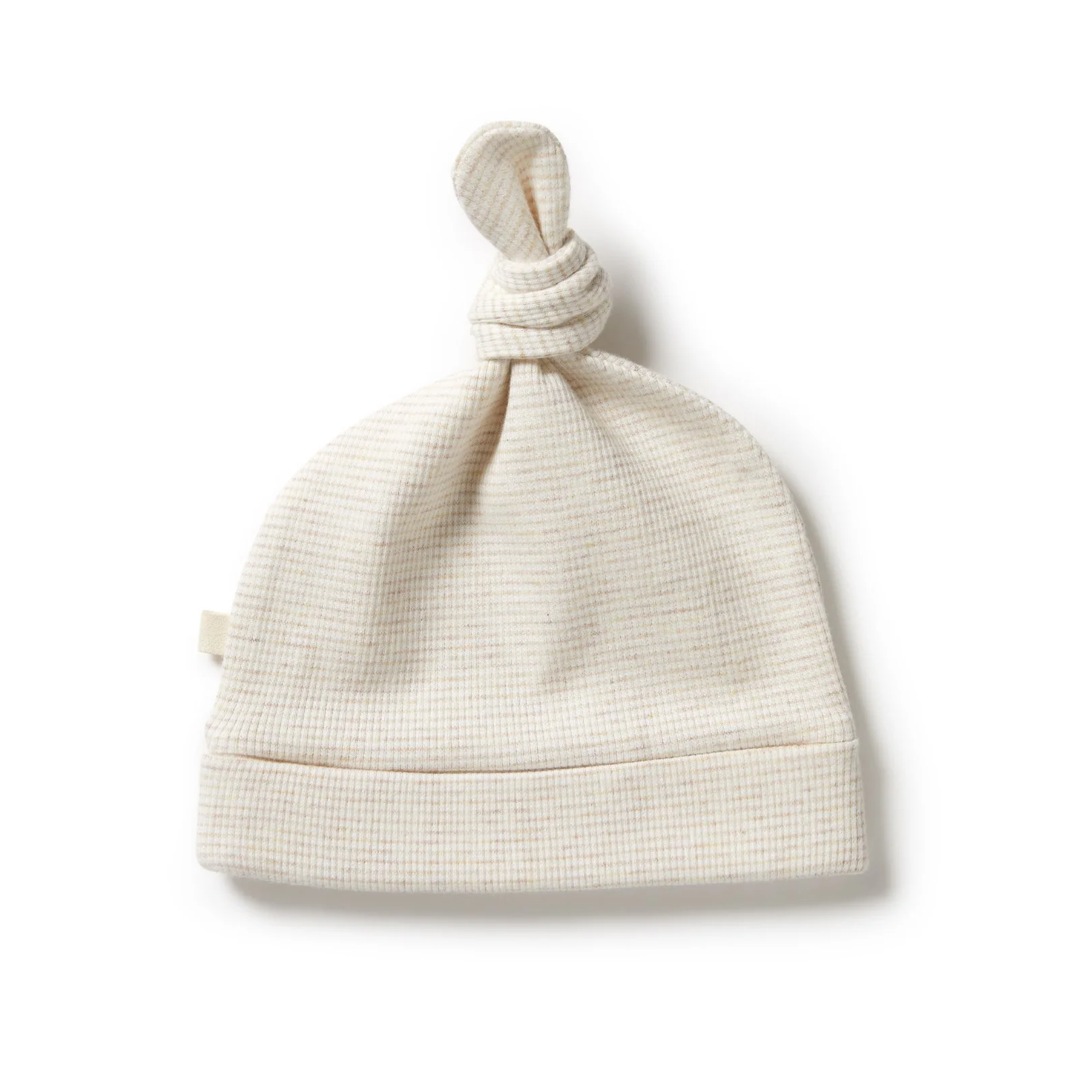 Organic Stripe Rib Knot Hat Oatmeal - Image 3