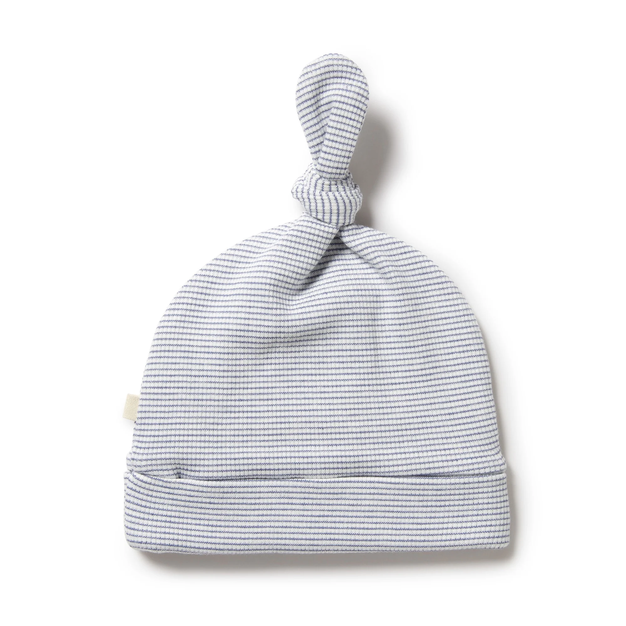 Organic Stripe Rib Knot Hat Rain Drop