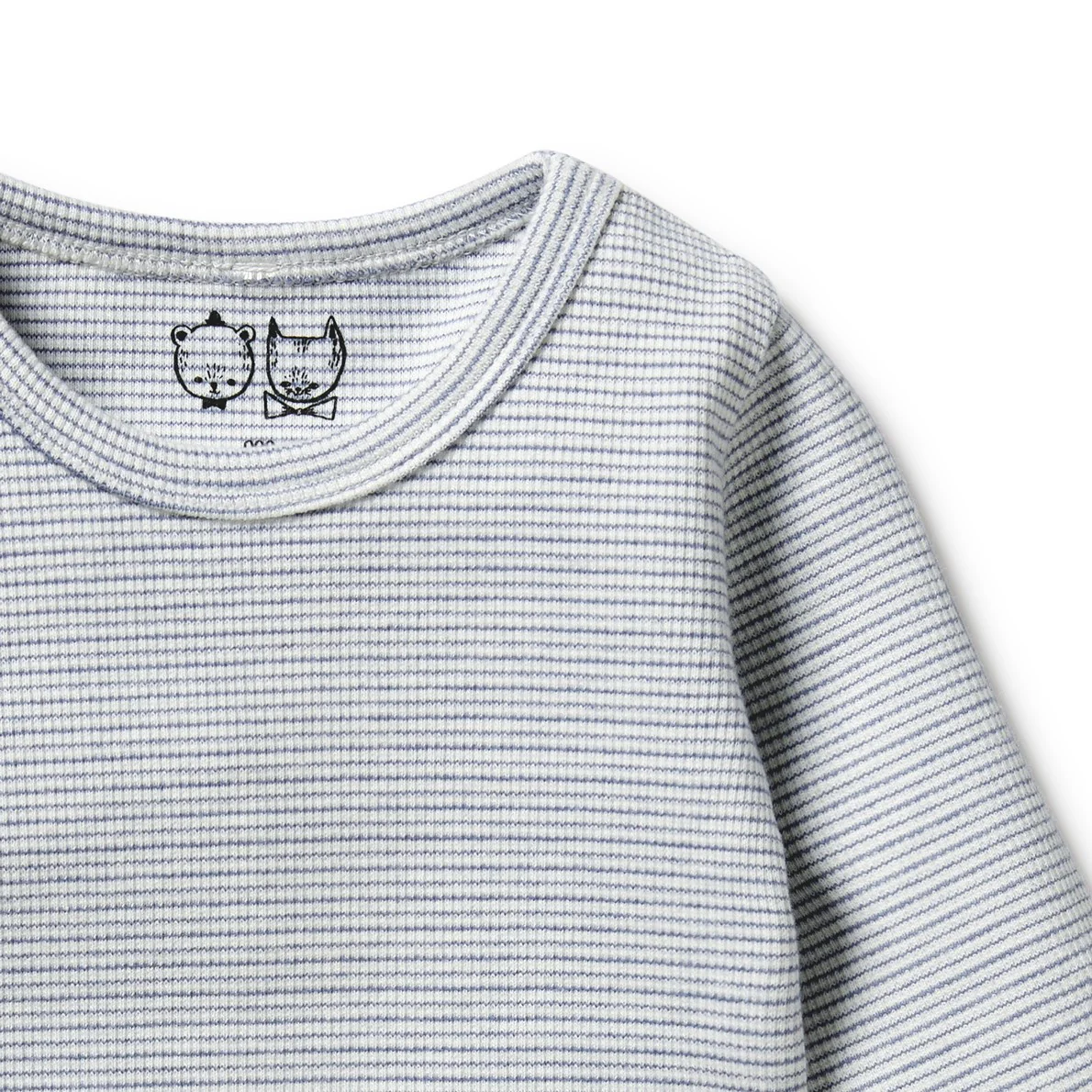 Organic Stripe Rib Long Sleeved Top Rain Drop - Image 2