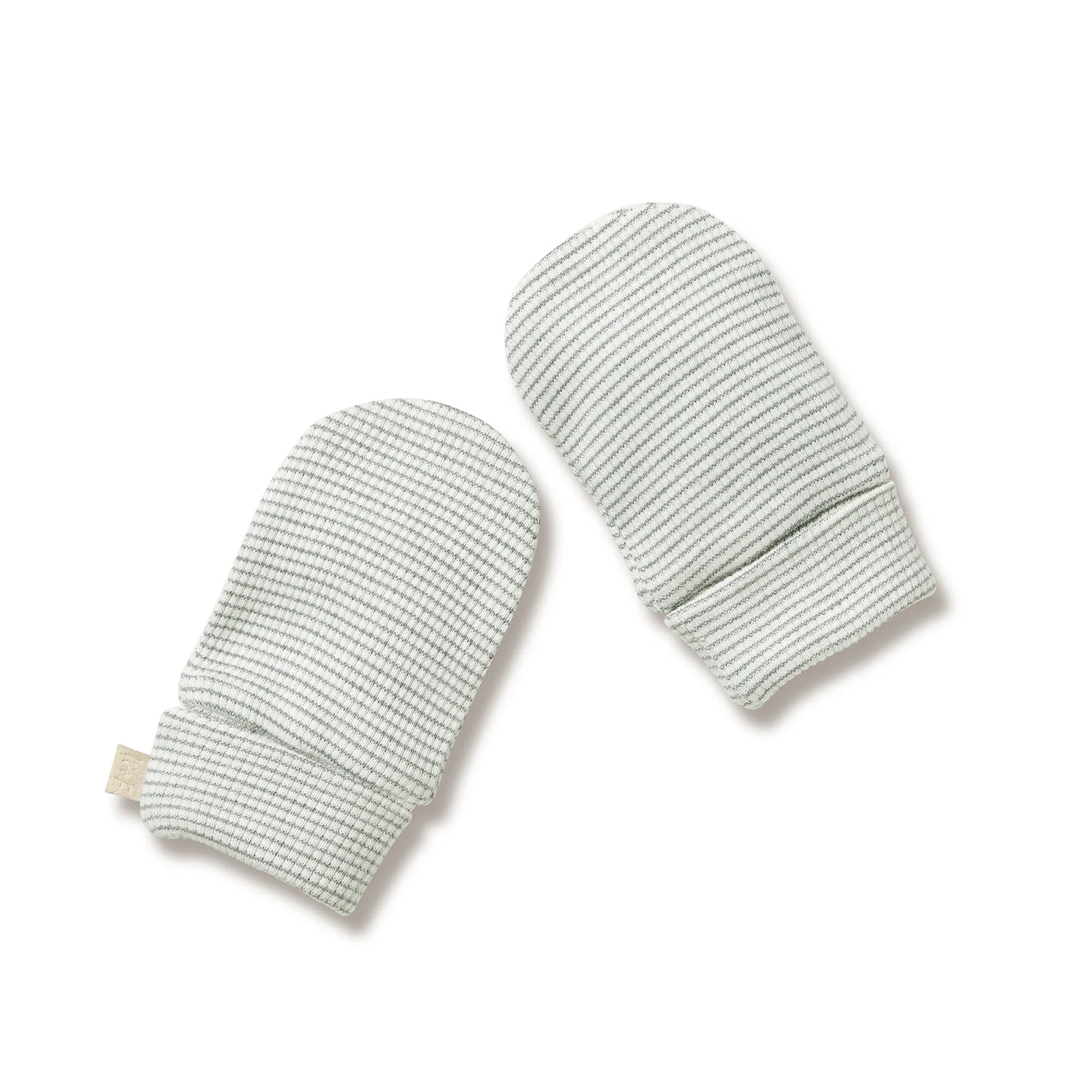 Organic Stripe Rib Mittens Fern