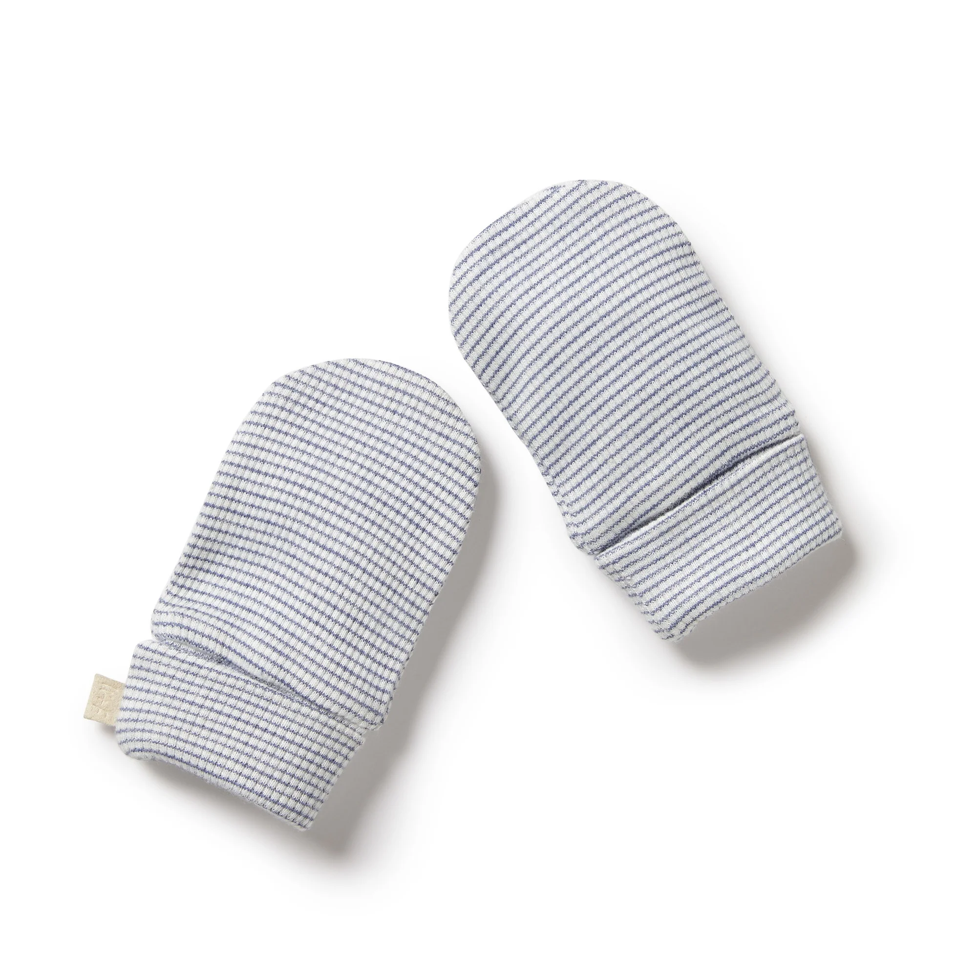 Organic Stripe Rib Mittens Rain Drop