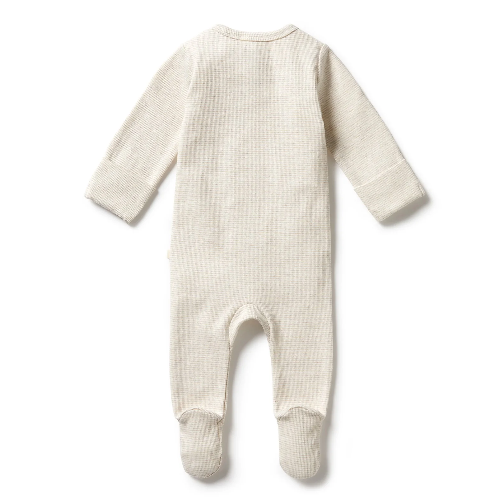 Organic Stripe Rib Zipsuit with Feet Oatmeal - Image 4