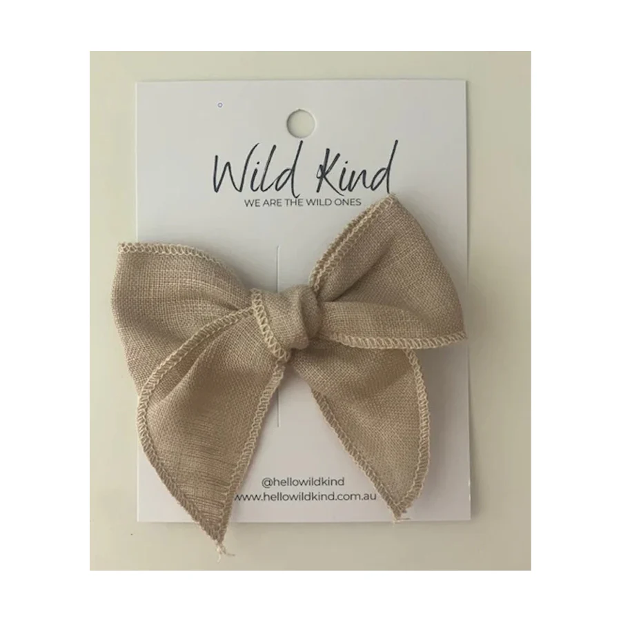 Poppy Bow Clip - Oatmeal
