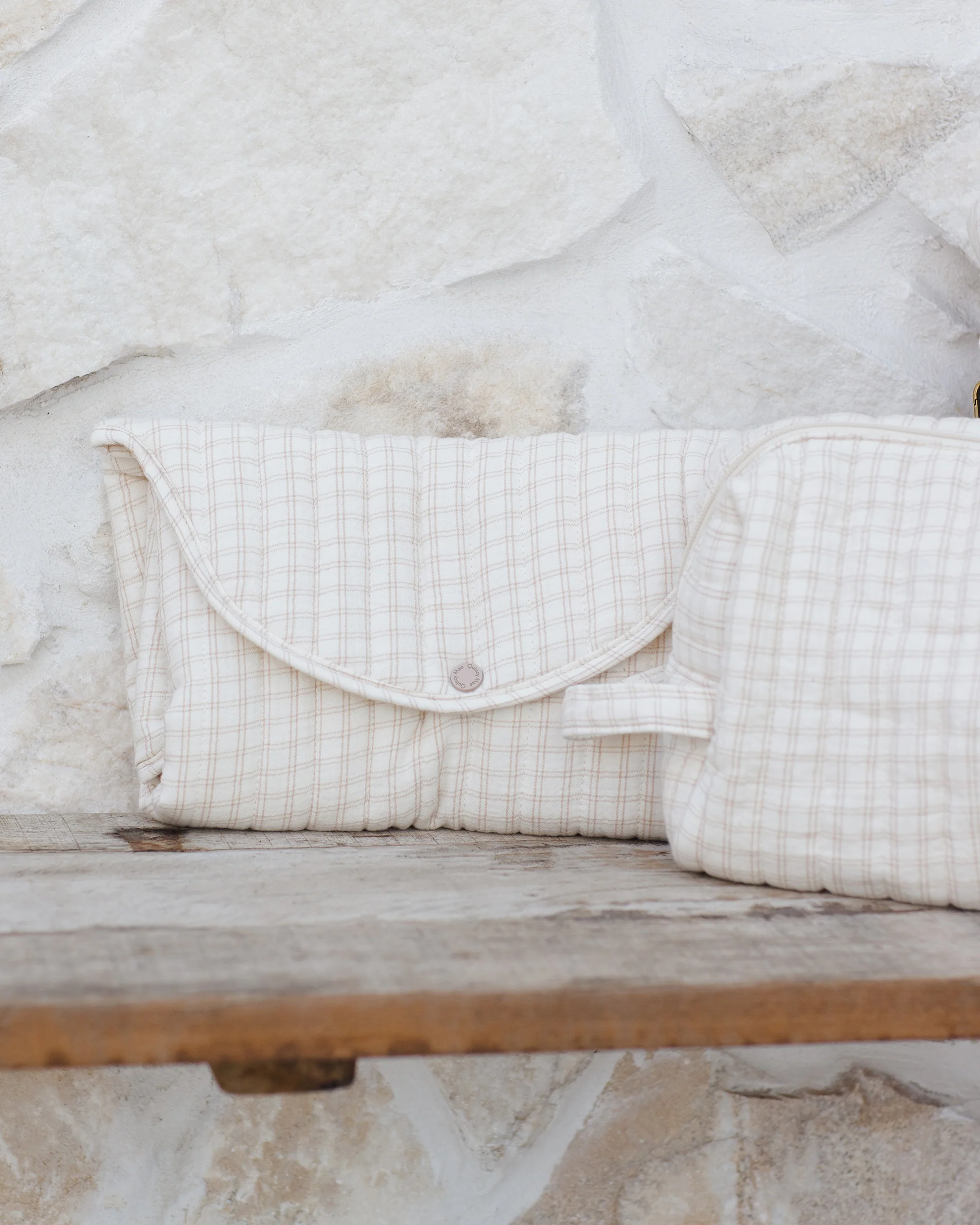 Diaper Bag + Changing Pad Set - Oat Check - Image 4