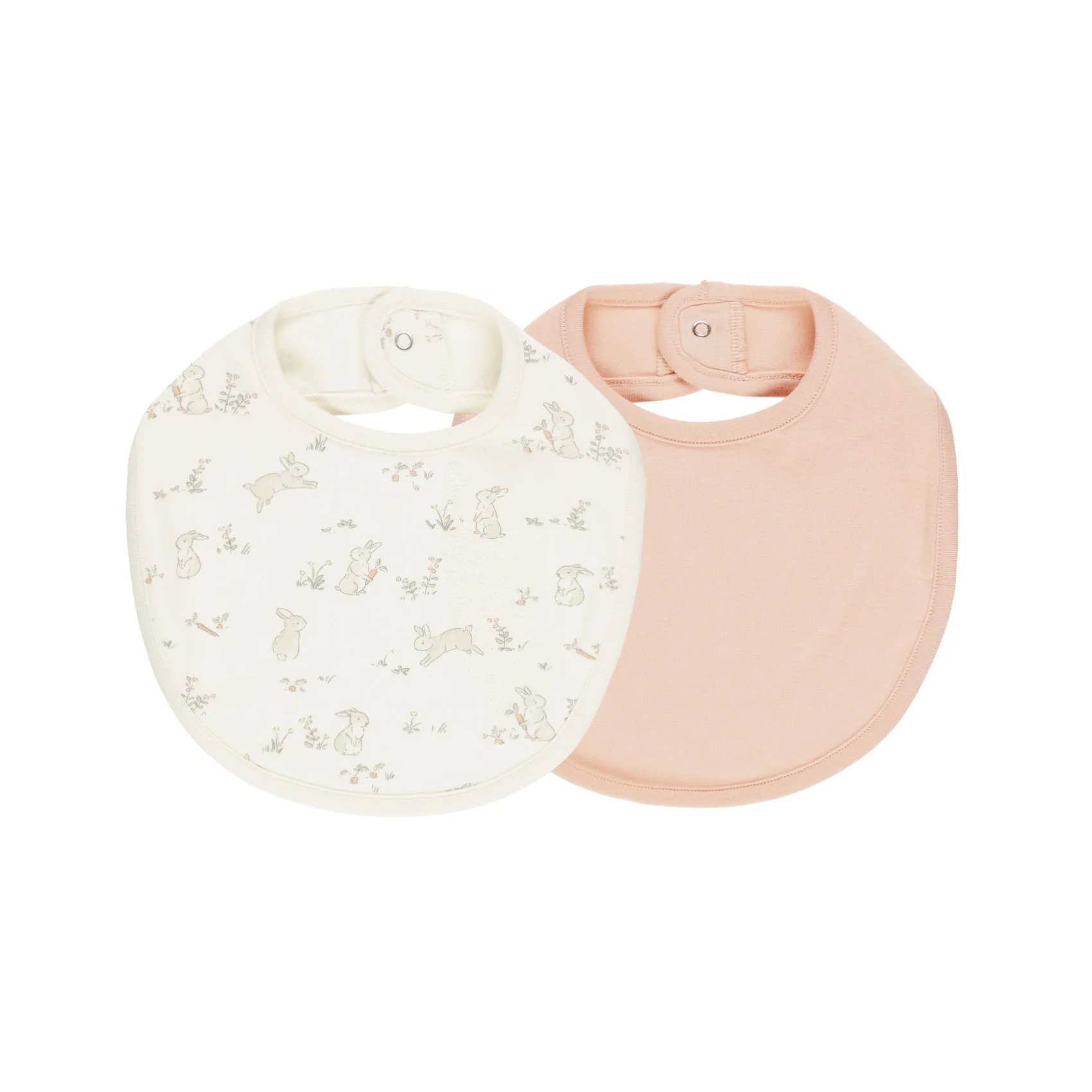 Jersey Snap Bib, 2 Pack - Bunnies, Melon