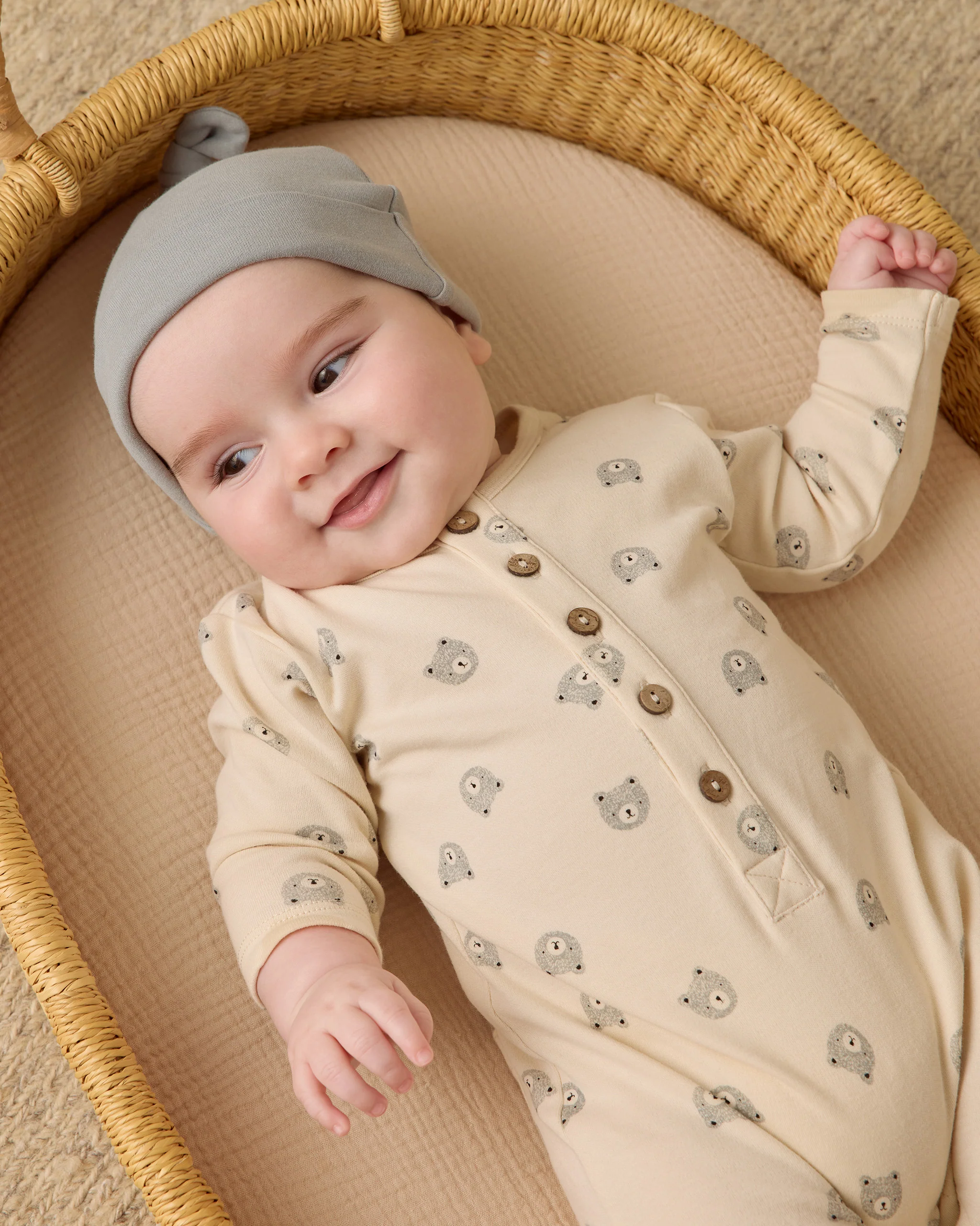 Knotted Baby Hat - Steel Blue - Image 2
