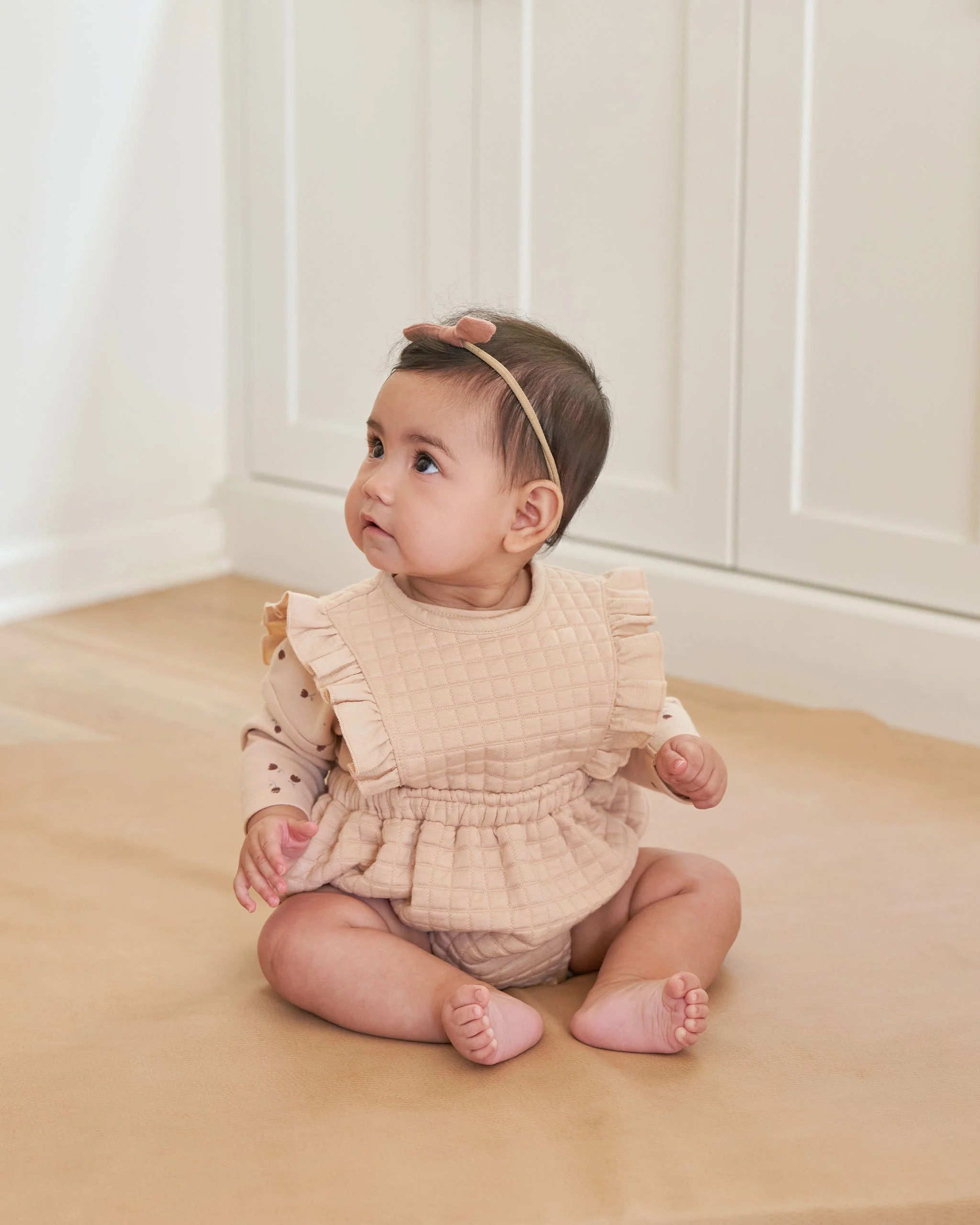 Quincy Mae Ruffle Bubble Romper - Shell - Image 2