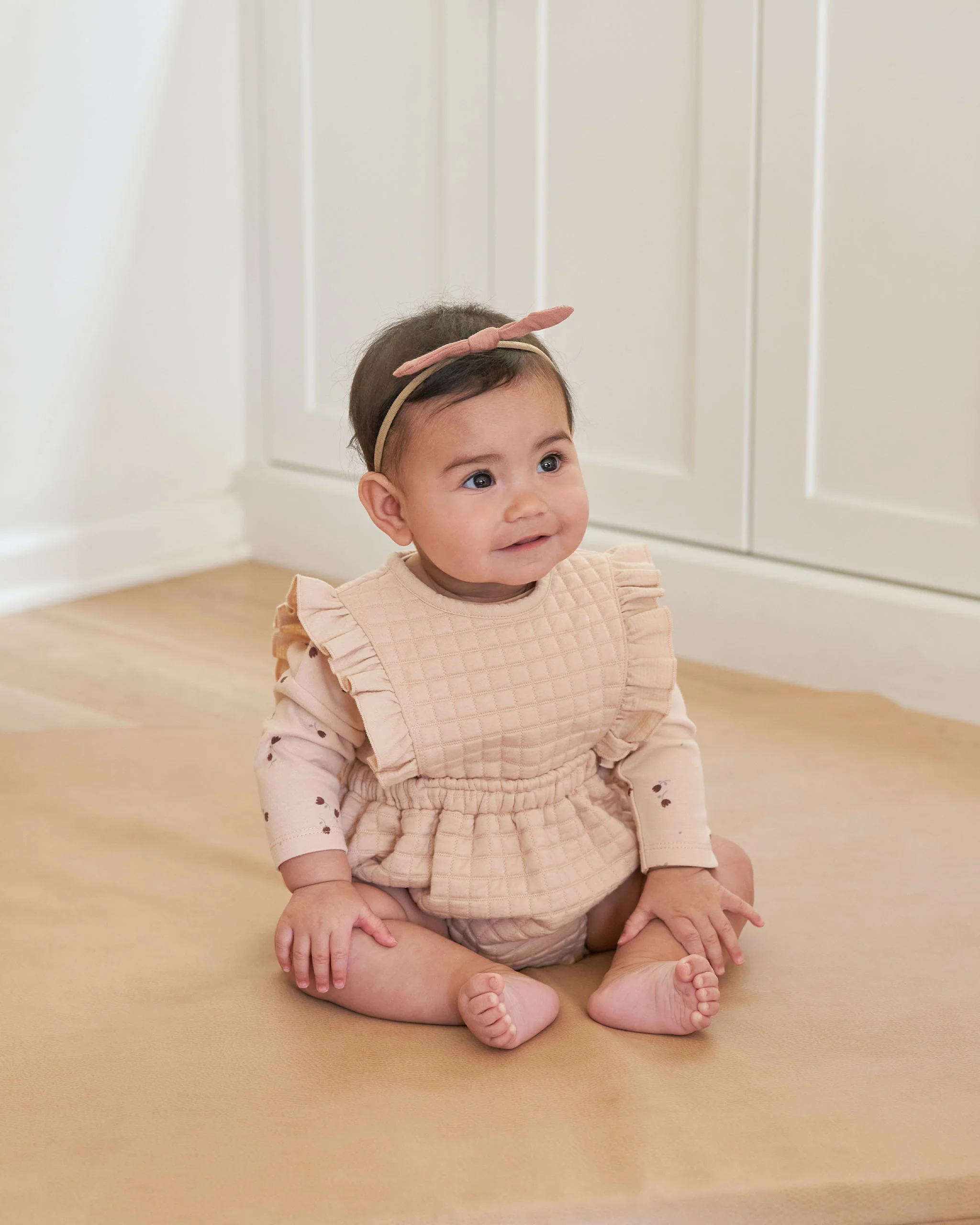 Quincy Mae Ruffle Bubble Romper - Shell - Image 3