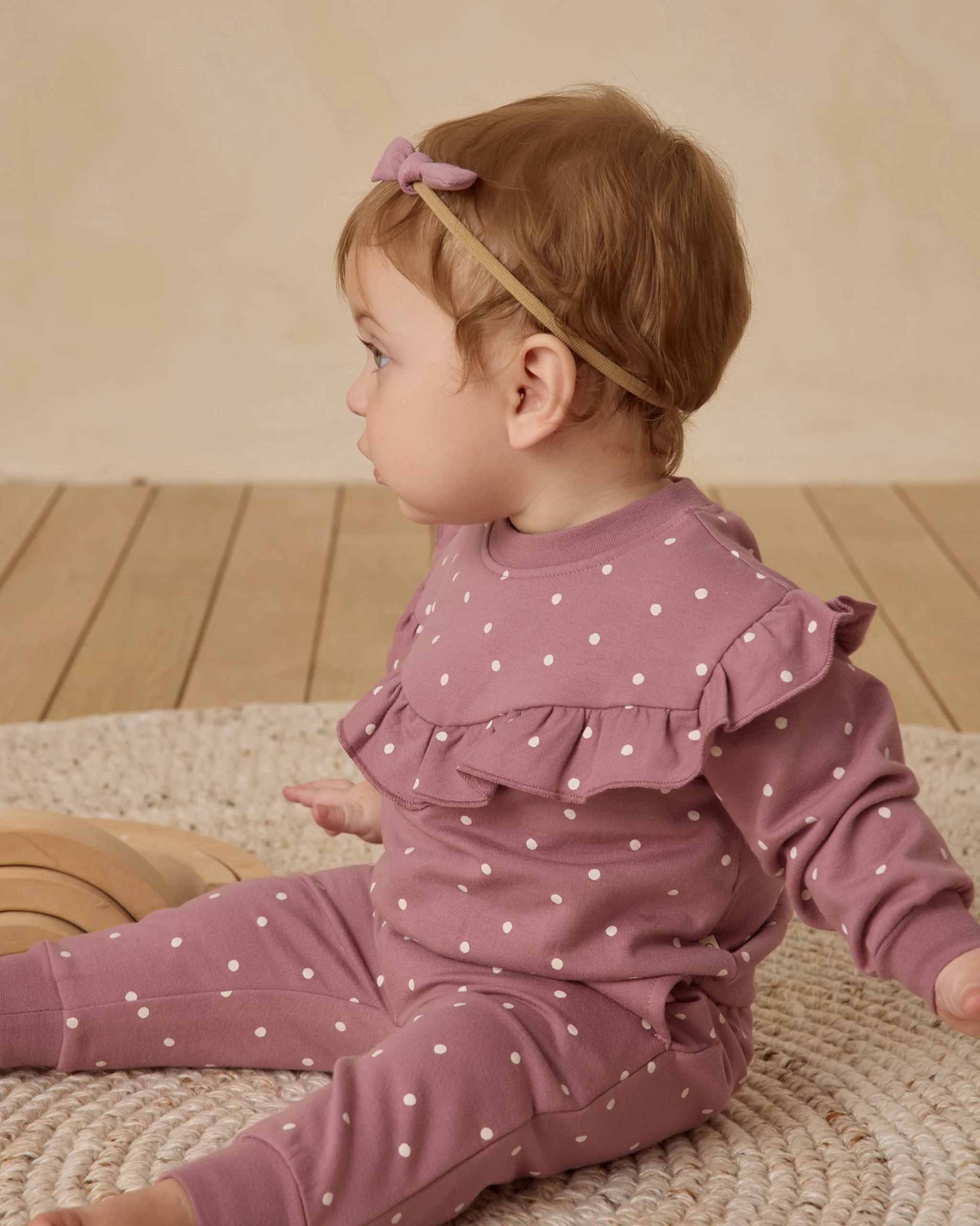 Ruffle Fleece Sweatshirt - Polka Dots - Image 2